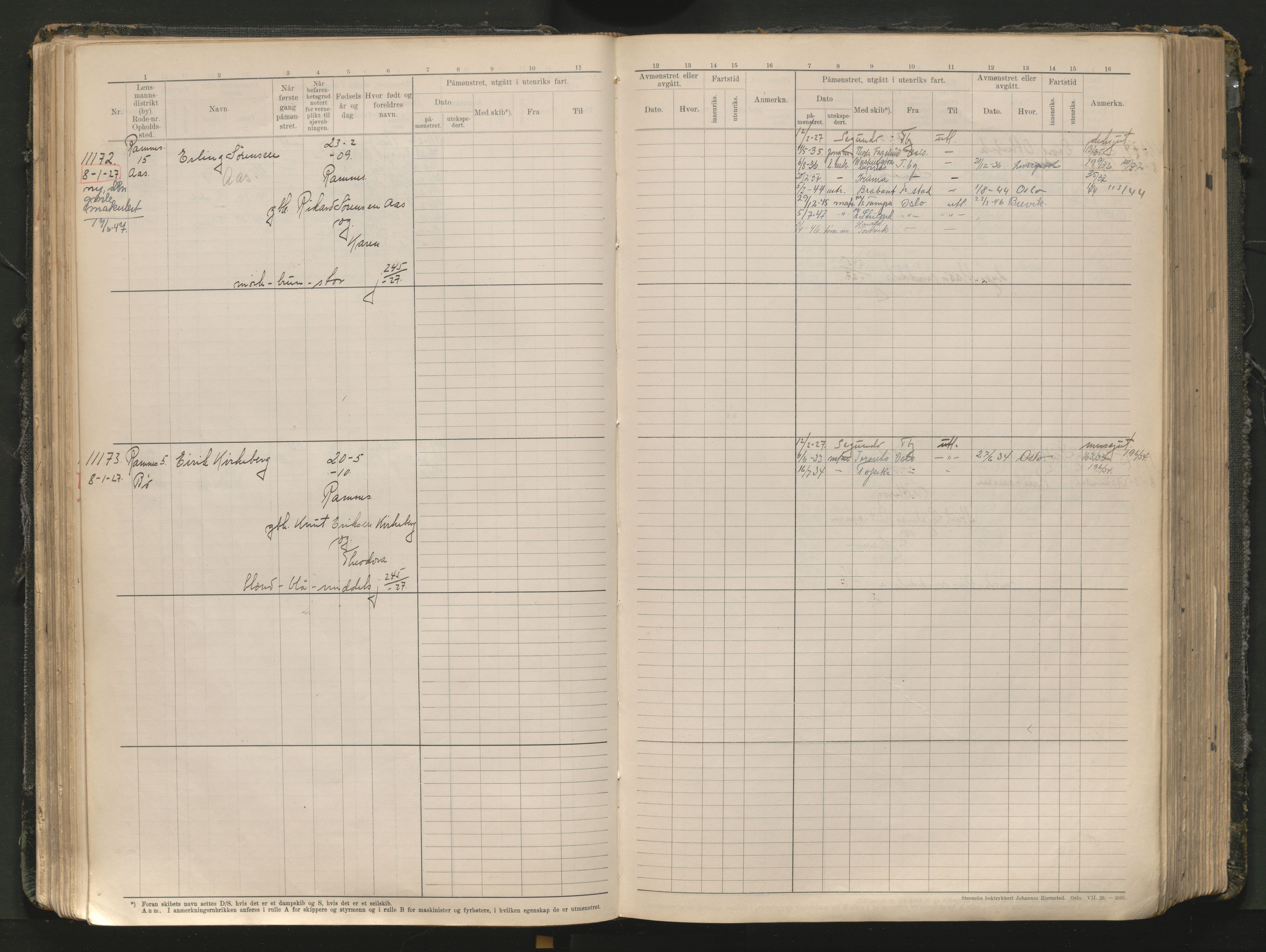 Tønsberg innrulleringskontor, AV/SAKO-A-786/F/Fc/Fcb/L0012: Hovedrulle Patent nr. 10828-12216, 1925-1948