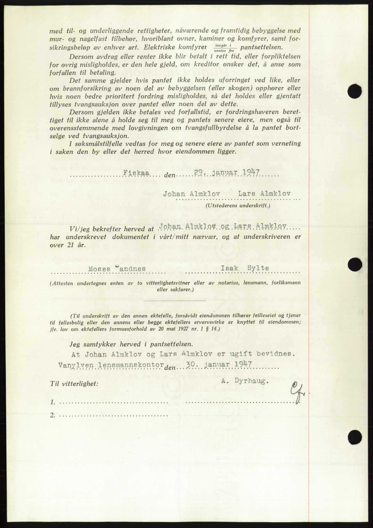 Søre Sunnmøre sorenskriveri, AV/SAT-A-4122/1/2/2C/L0114: Pantebok nr. 1-2B, 1943-1947, Dagboknr: 171/1947