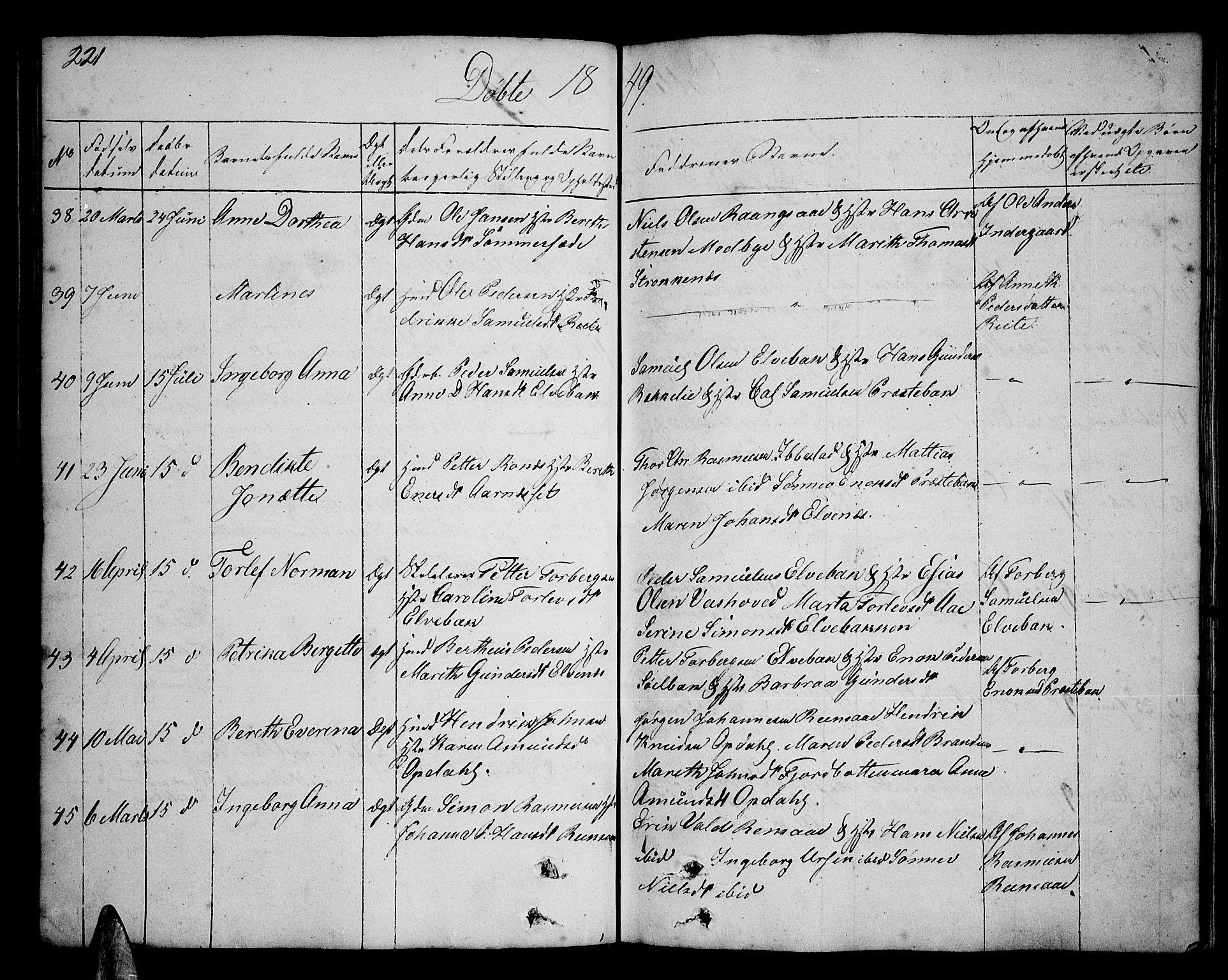 Ibestad sokneprestembete, AV/SATØ-S-0077/H/Ha/Hab/L0003klokker: Klokkerbok nr. 3, 1833-1852, s. 221