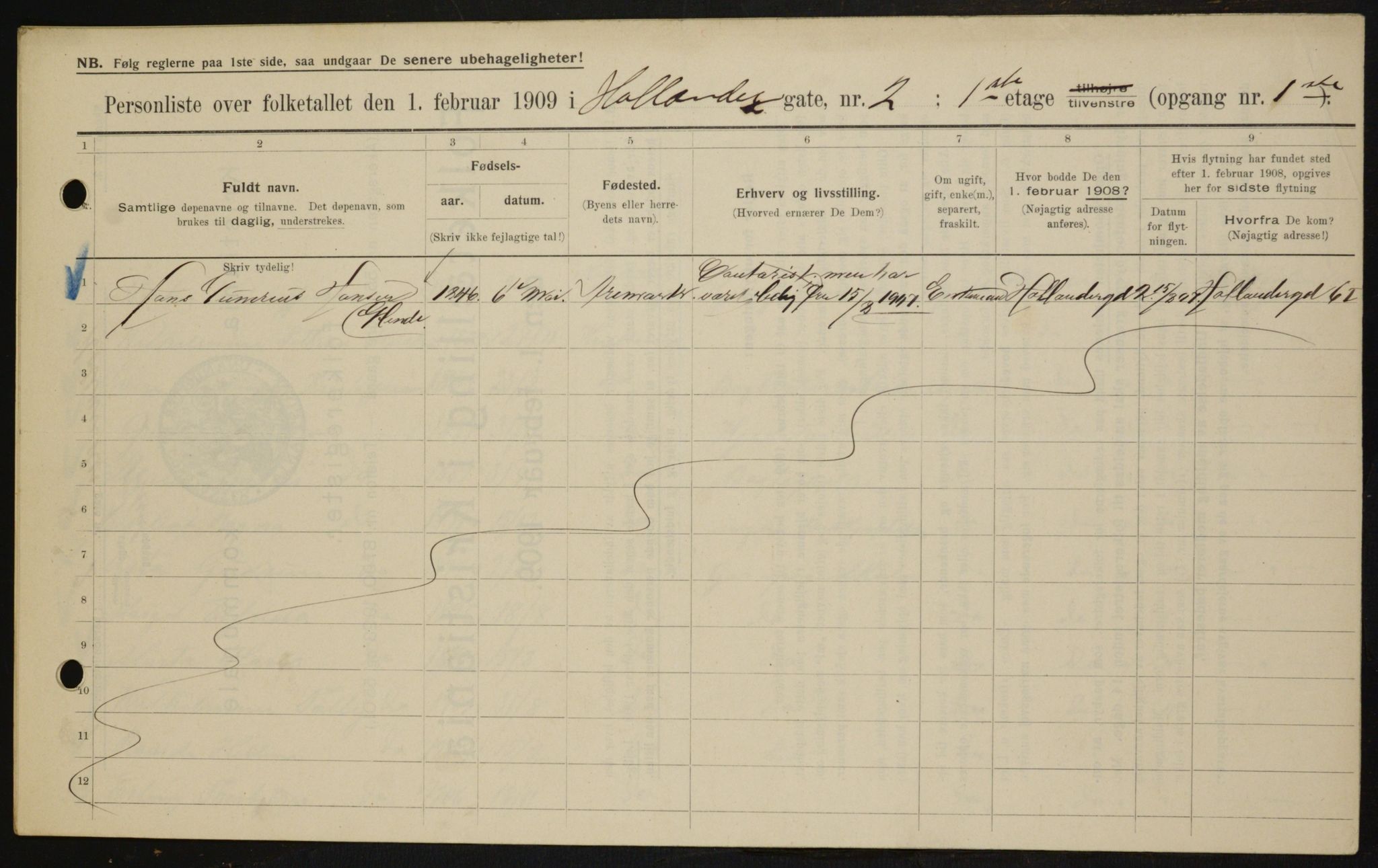 OBA, Kommunal folketelling 1.2.1909 for Kristiania kjøpstad, 1909, s. 36825