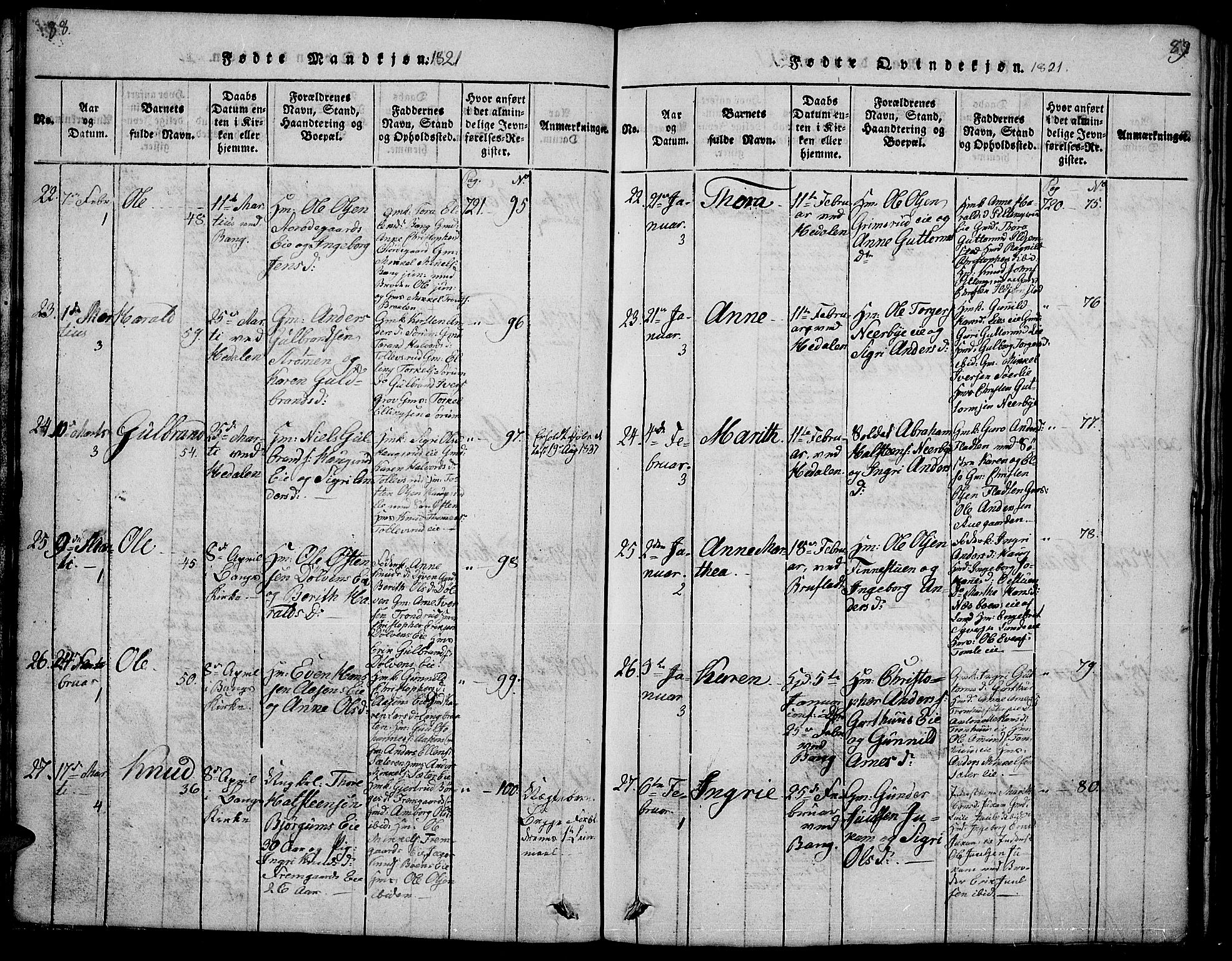Sør-Aurdal prestekontor, AV/SAH-PREST-128/H/Ha/Hab/L0001: Klokkerbok nr. 1, 1815-1826, s. 88-89