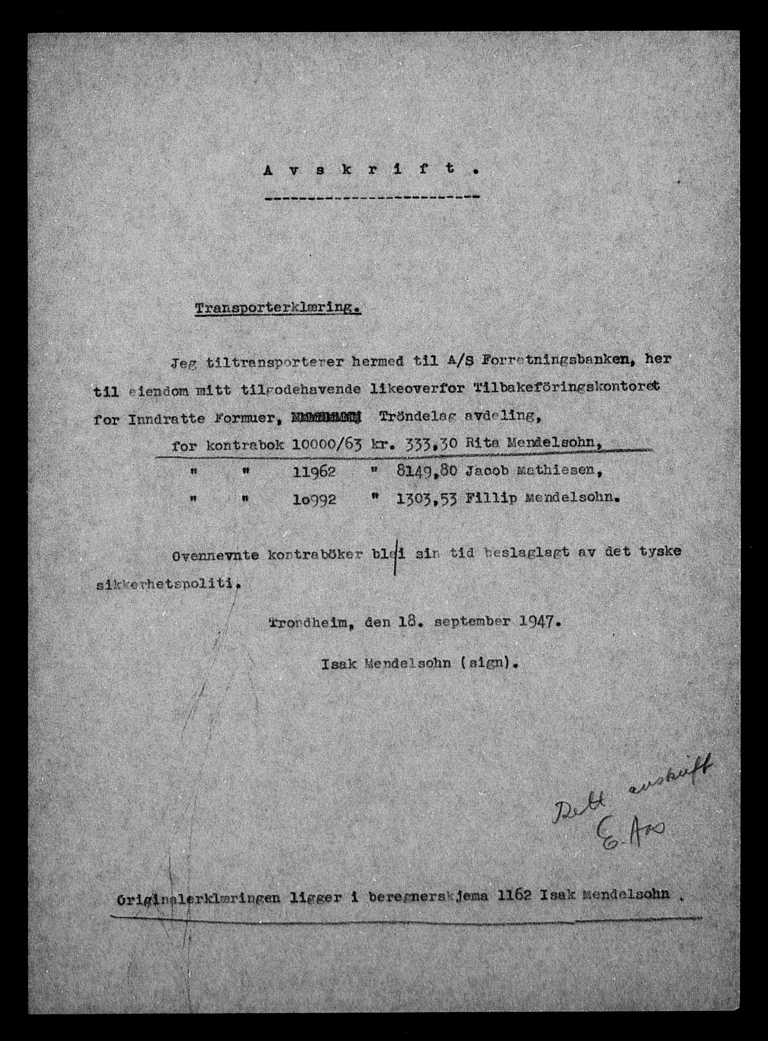 Justisdepartementet, Tilbakeføringskontoret for inndratte formuer, AV/RA-S-1564/H/Hc/Hca/L0905: --, 1945-1947, s. 559