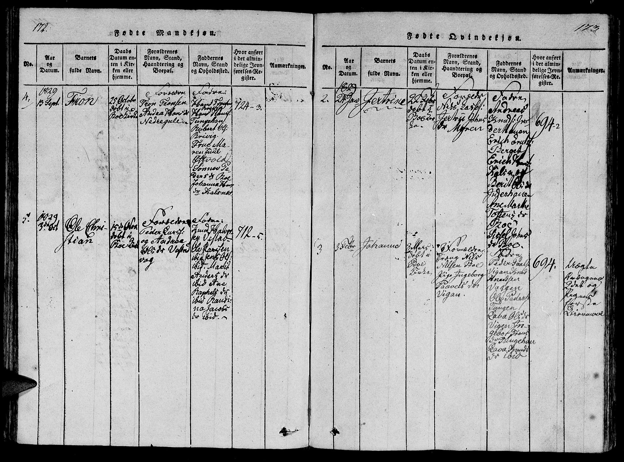 Ministerialprotokoller, klokkerbøker og fødselsregistre - Møre og Romsdal, AV/SAT-A-1454/566/L0763: Ministerialbok nr. 566A03 /1, 1817-1829, s. 172-173