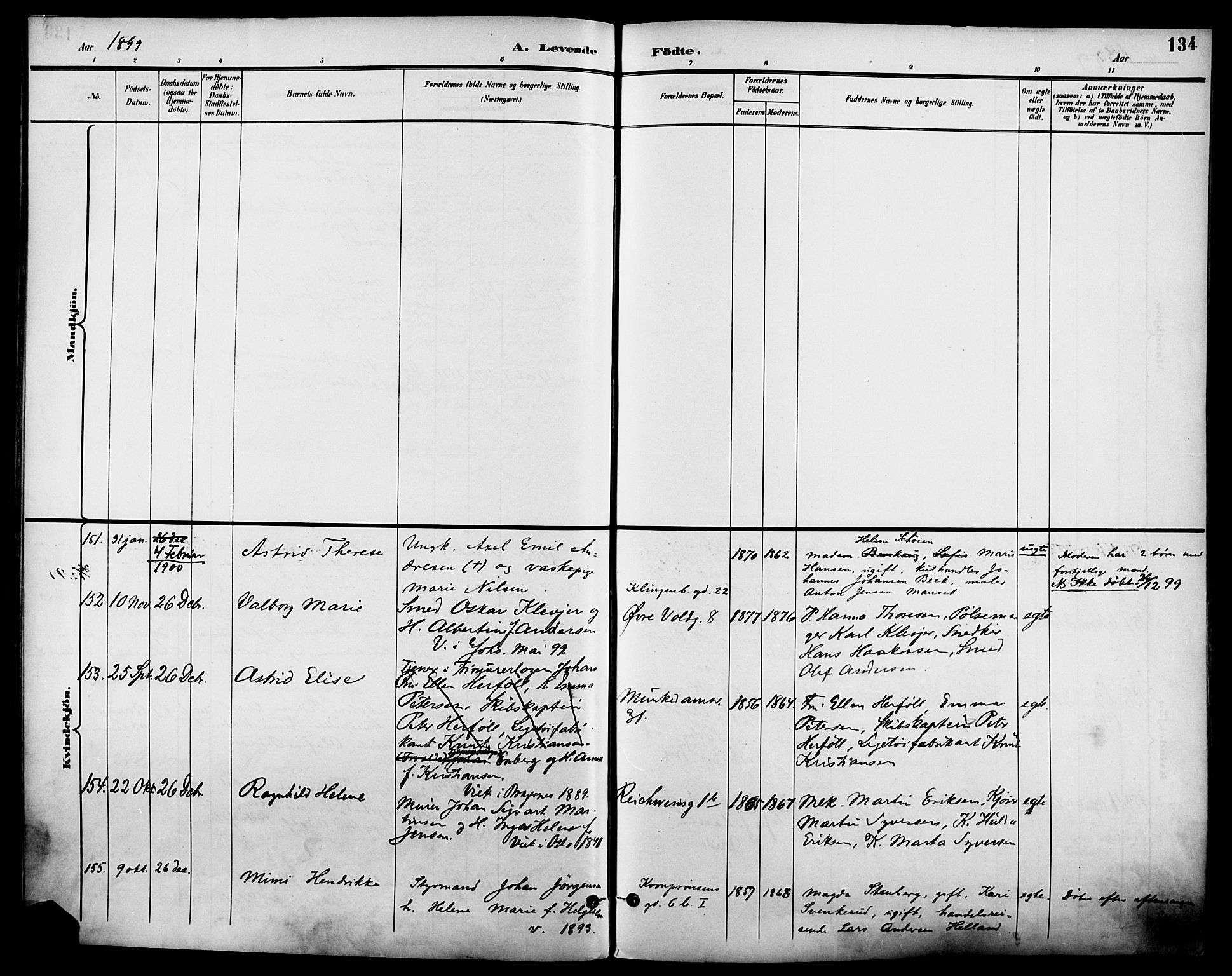 Johannes prestekontor Kirkebøker, AV/SAO-A-10852/F/Fa/L0007: Ministerialbok nr. 7, 1896-1905, s. 134