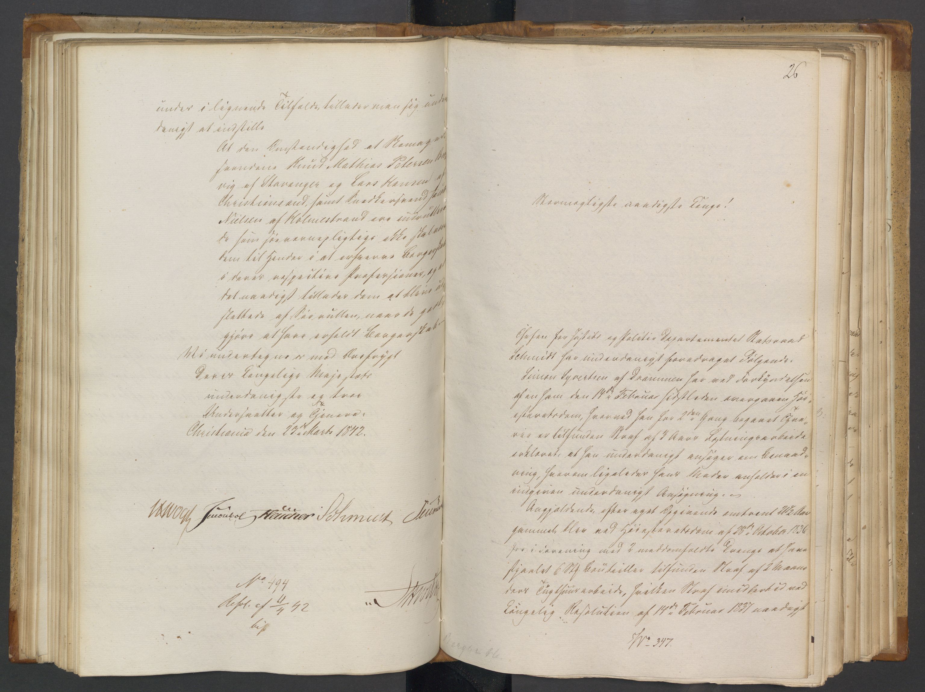 Statsrådsavdelingen i Stockholm, AV/RA-S-1003/D/Da/L0175: Regjeringsinnstillinger nr. 300-399, 1842