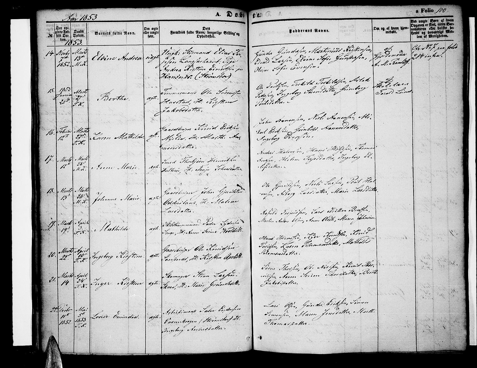 Tromøy sokneprestkontor, AV/SAK-1111-0041/F/Fa/L0005: Ministerialbok nr. A 5, 1847-1856, s. 100