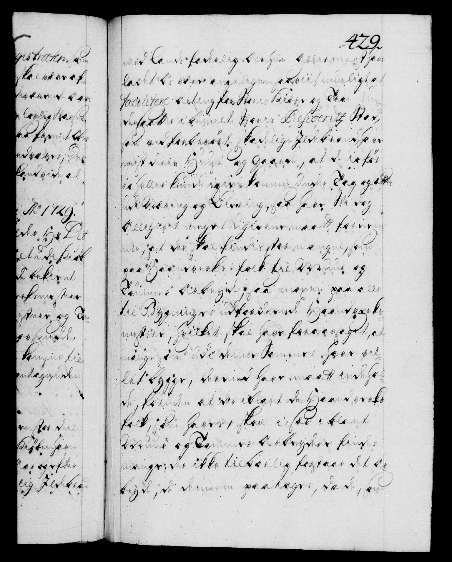Danske Kanselli 1572-1799, AV/RA-EA-3023/F/Fc/Fca/Fcab/L0024: Norske tegnelser, 1728-1730, s. 429a