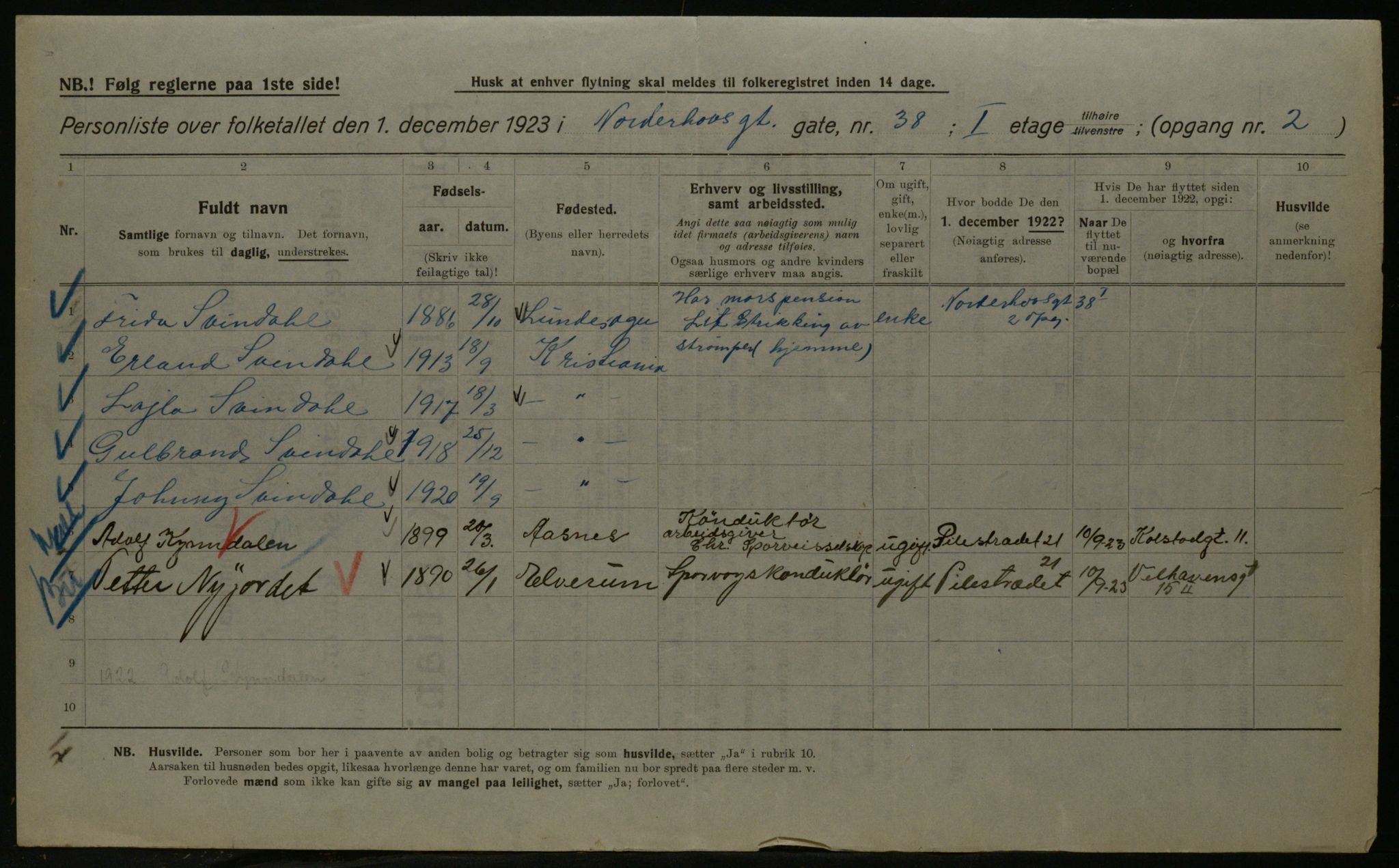 OBA, Kommunal folketelling 1.12.1923 for Kristiania, 1923, s. 80275