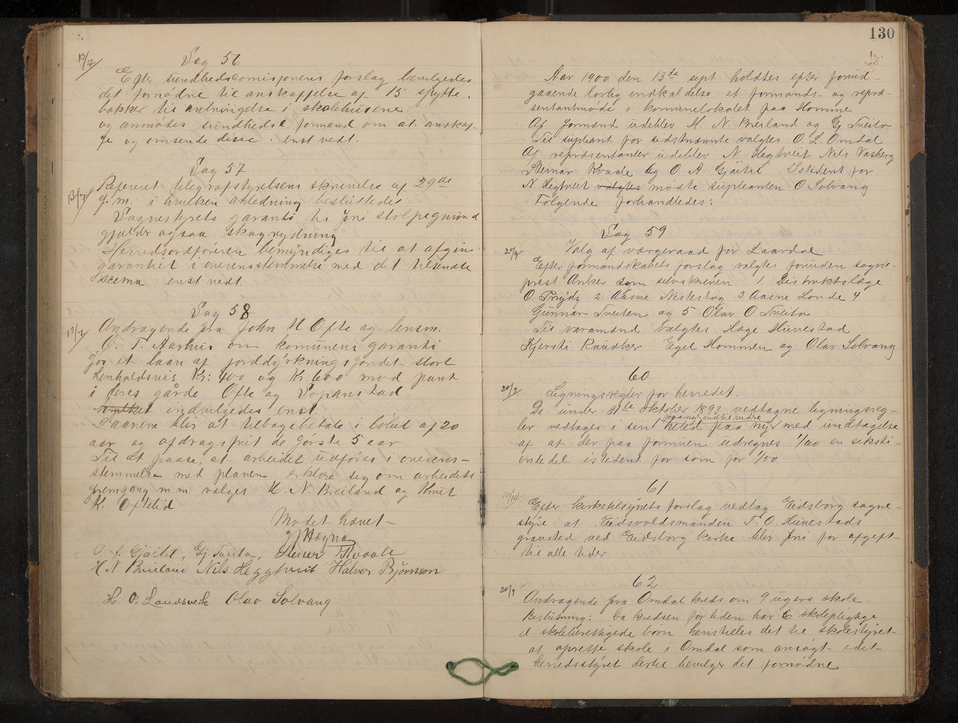 Lårdal formannskap og sentraladministrasjon, IKAK/0833021/A/L0003: Møtebok, 1893-1901, s. 130