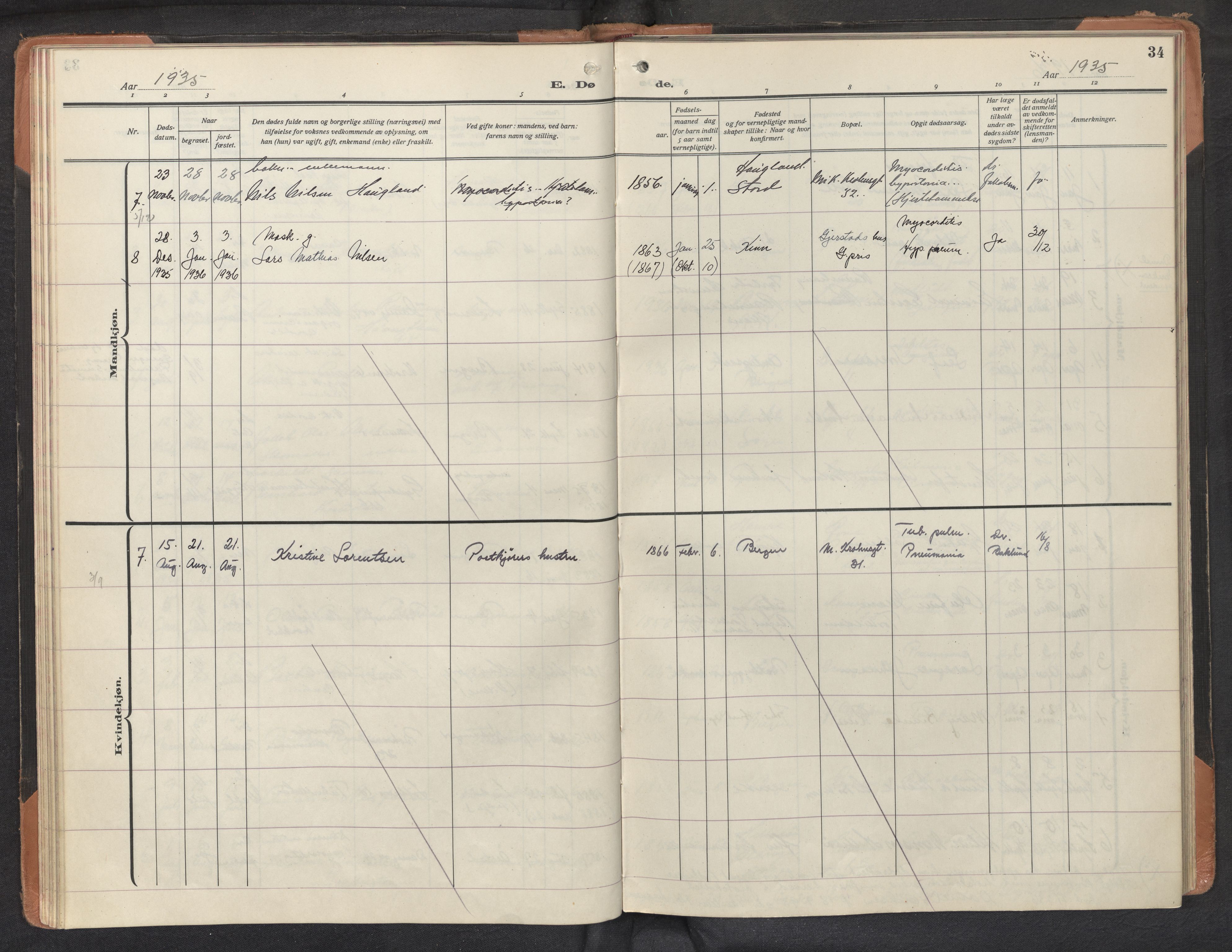 St. Markus sokneprestembete, AV/SAB-A-99935: Ministerialbok nr. D 1, 1924-1958, s. 33b-34a