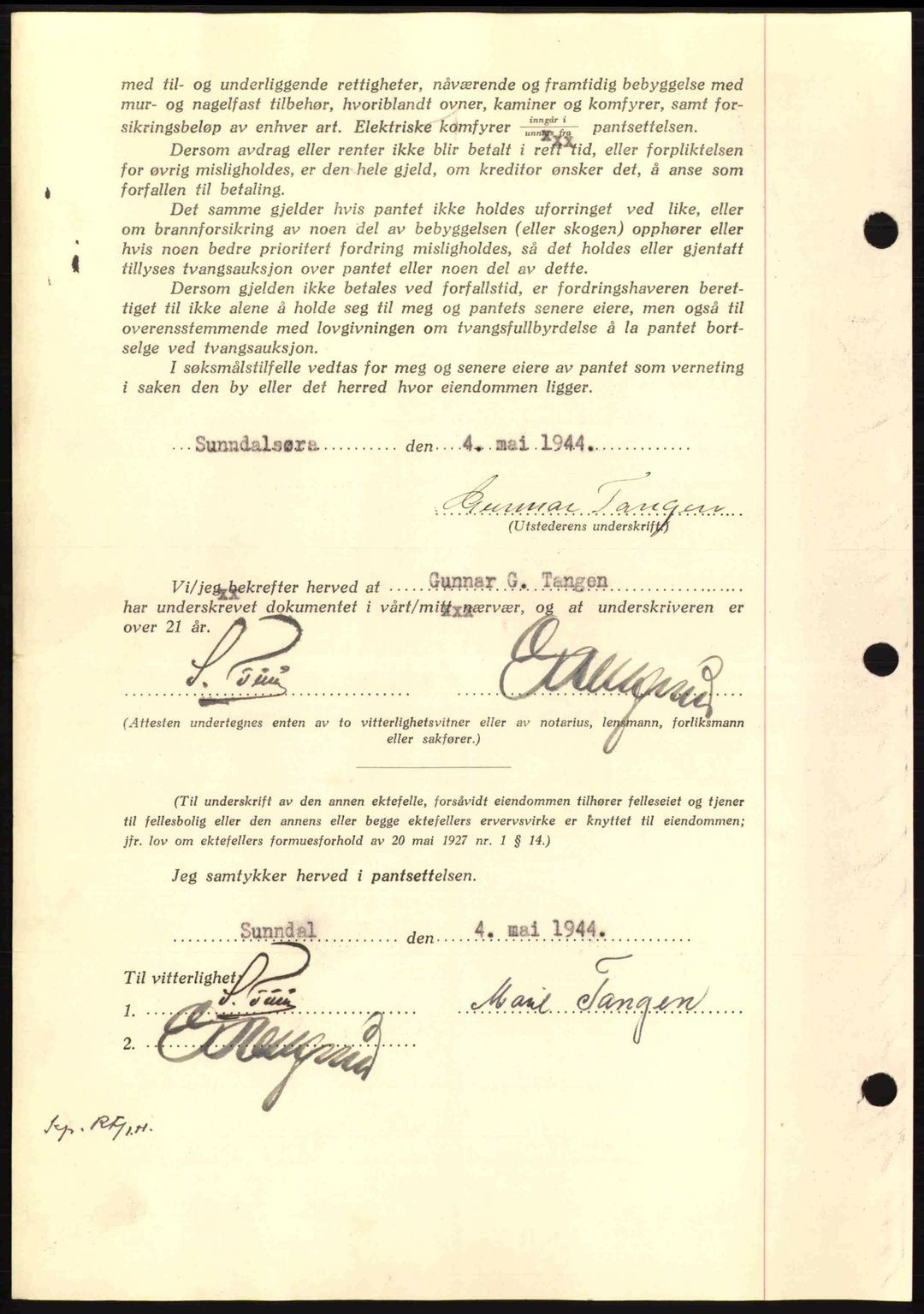 Nordmøre sorenskriveri, AV/SAT-A-4132/1/2/2Ca: Pantebok nr. B91, 1943-1944, Dagboknr: 996/1944