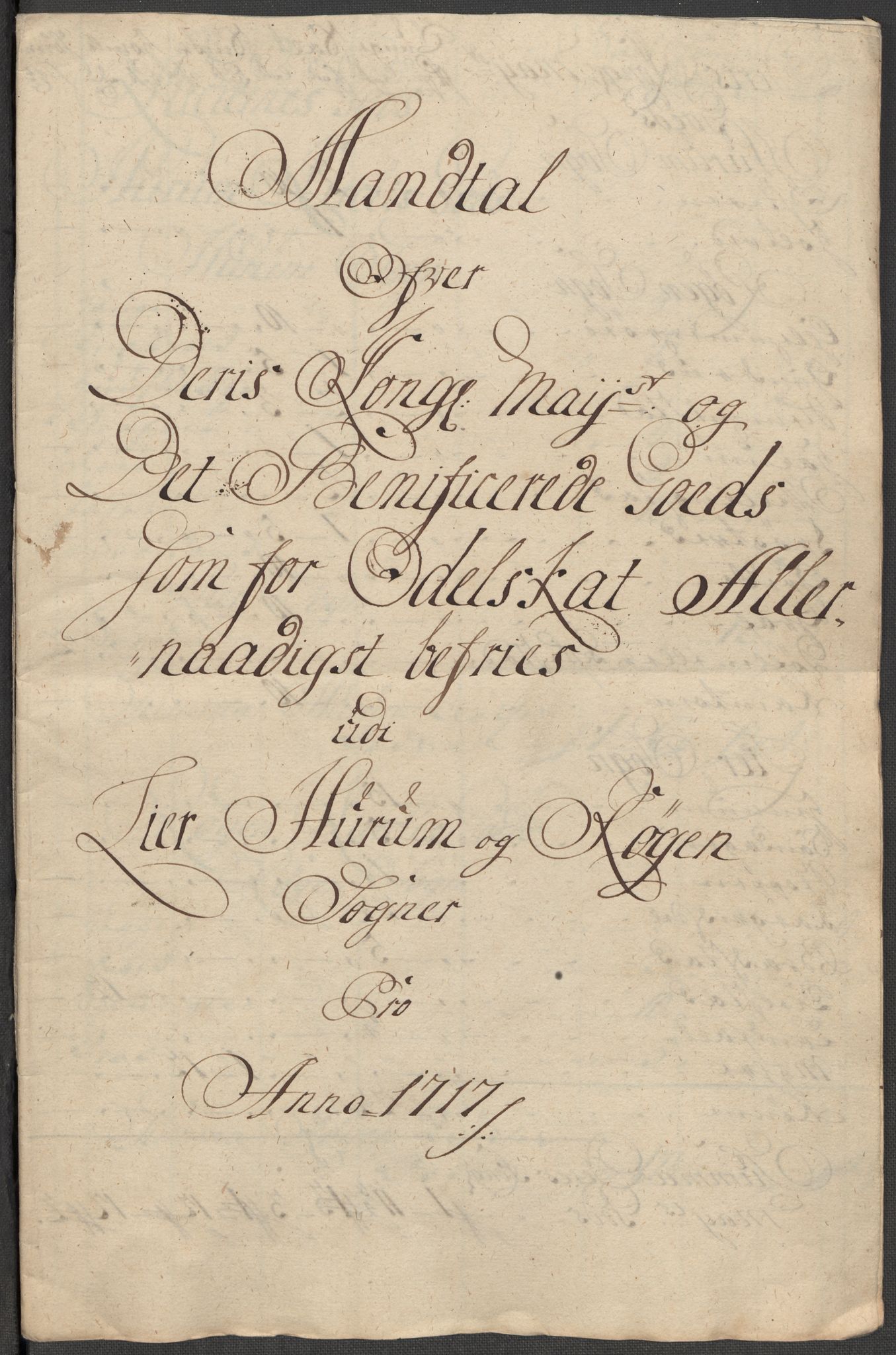 Rentekammeret inntil 1814, Reviderte regnskaper, Fogderegnskap, RA/EA-4092/R31/L1711: Fogderegnskap Hurum, Røyken, Eiker, Lier og Buskerud, 1717, s. 323