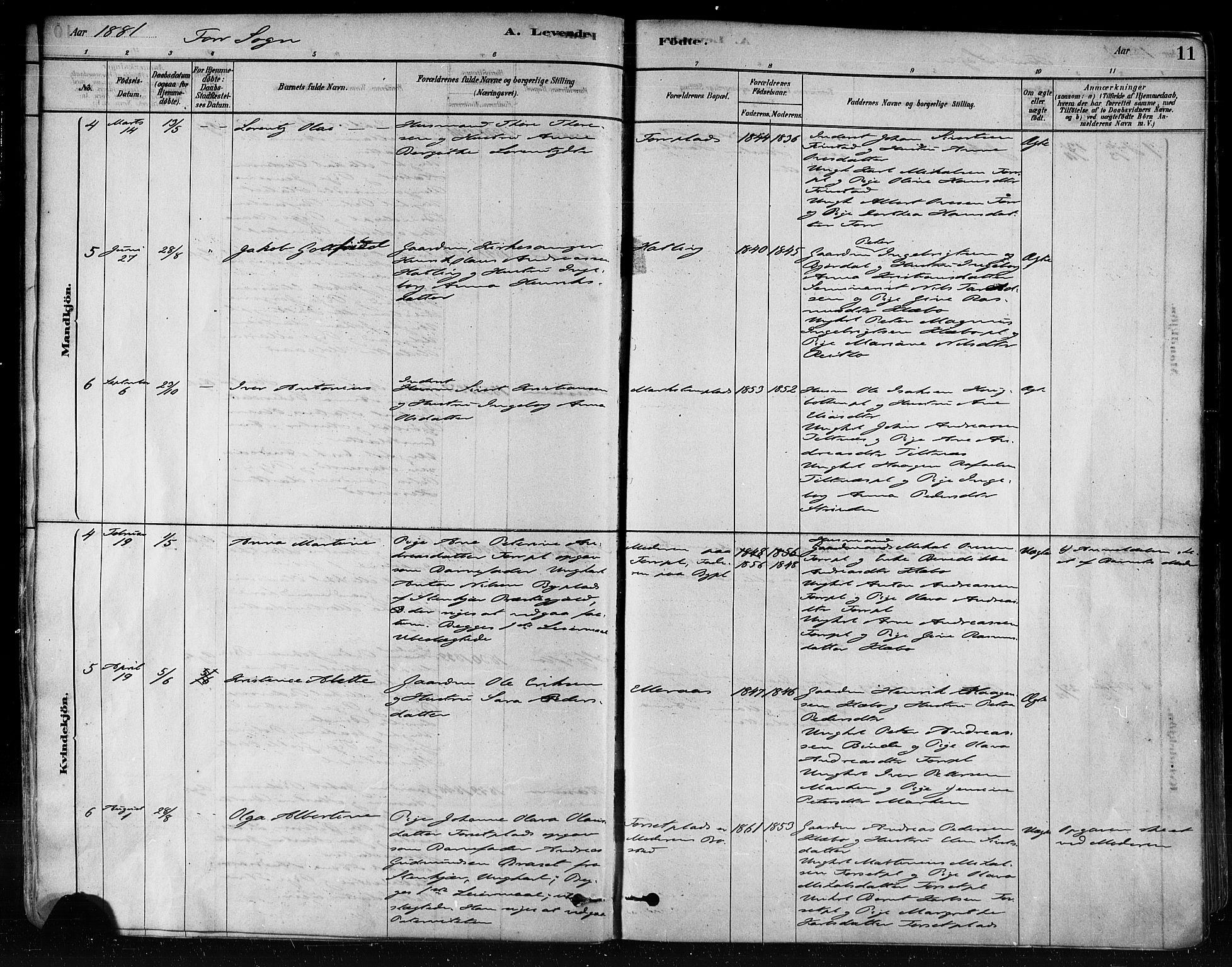 Ministerialprotokoller, klokkerbøker og fødselsregistre - Nord-Trøndelag, SAT/A-1458/746/L0448: Ministerialbok nr. 746A07 /1, 1878-1900, s. 11