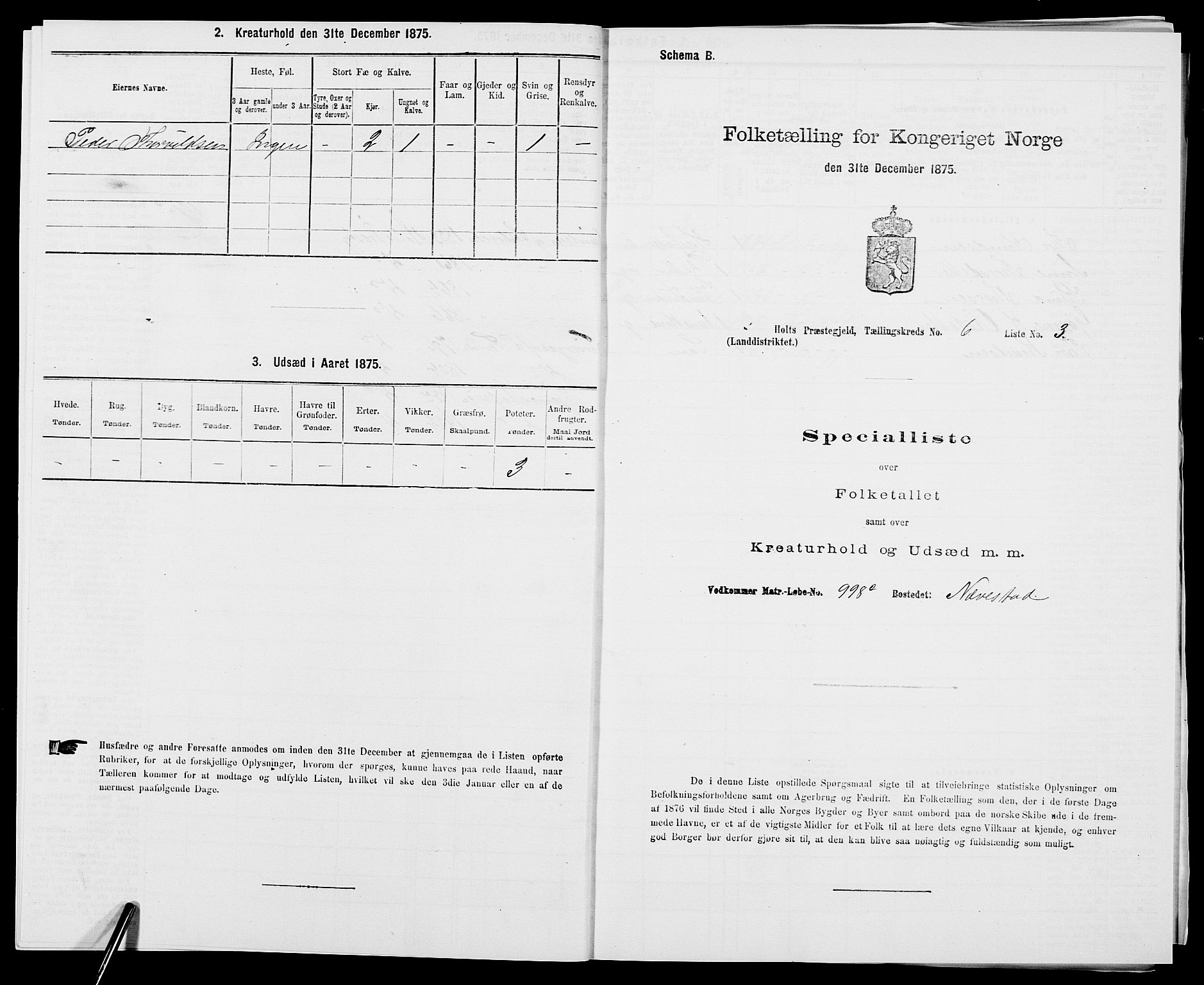 SAK, Folketelling 1875 for 0914L Holt prestegjeld, Holt sokn, 1875, s. 642