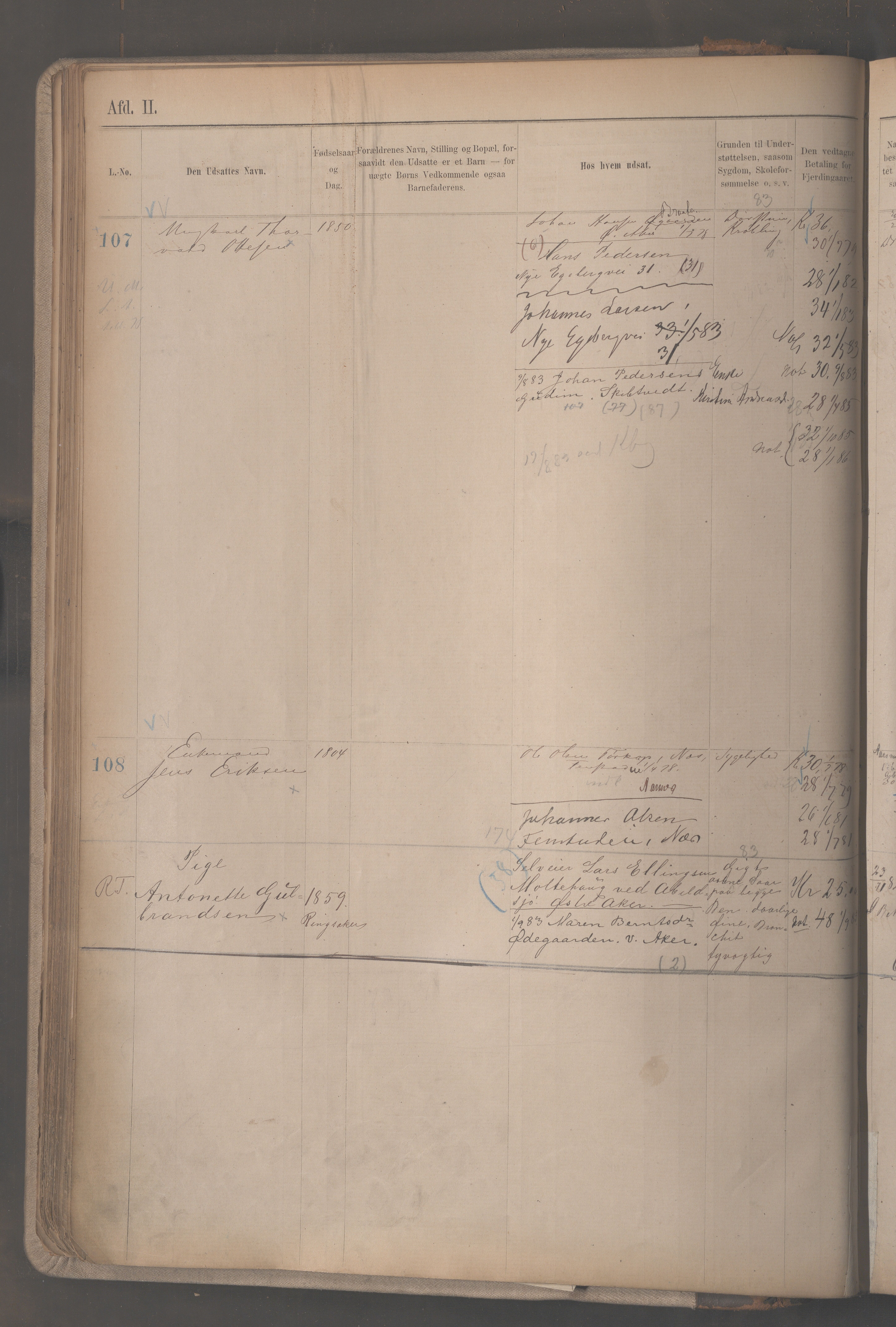 Fattigvesenet, OBA/A-20045/H/Hc/L0002: Manntallsprotokoll. Mnr. 1-592, 1879-1887, s. 103