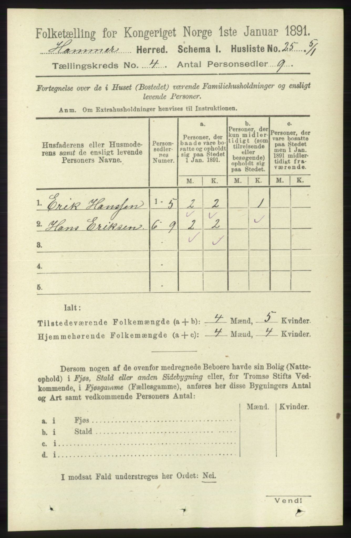 RA, Folketelling 1891 for 1254 Hamre herred, 1891, s. 916