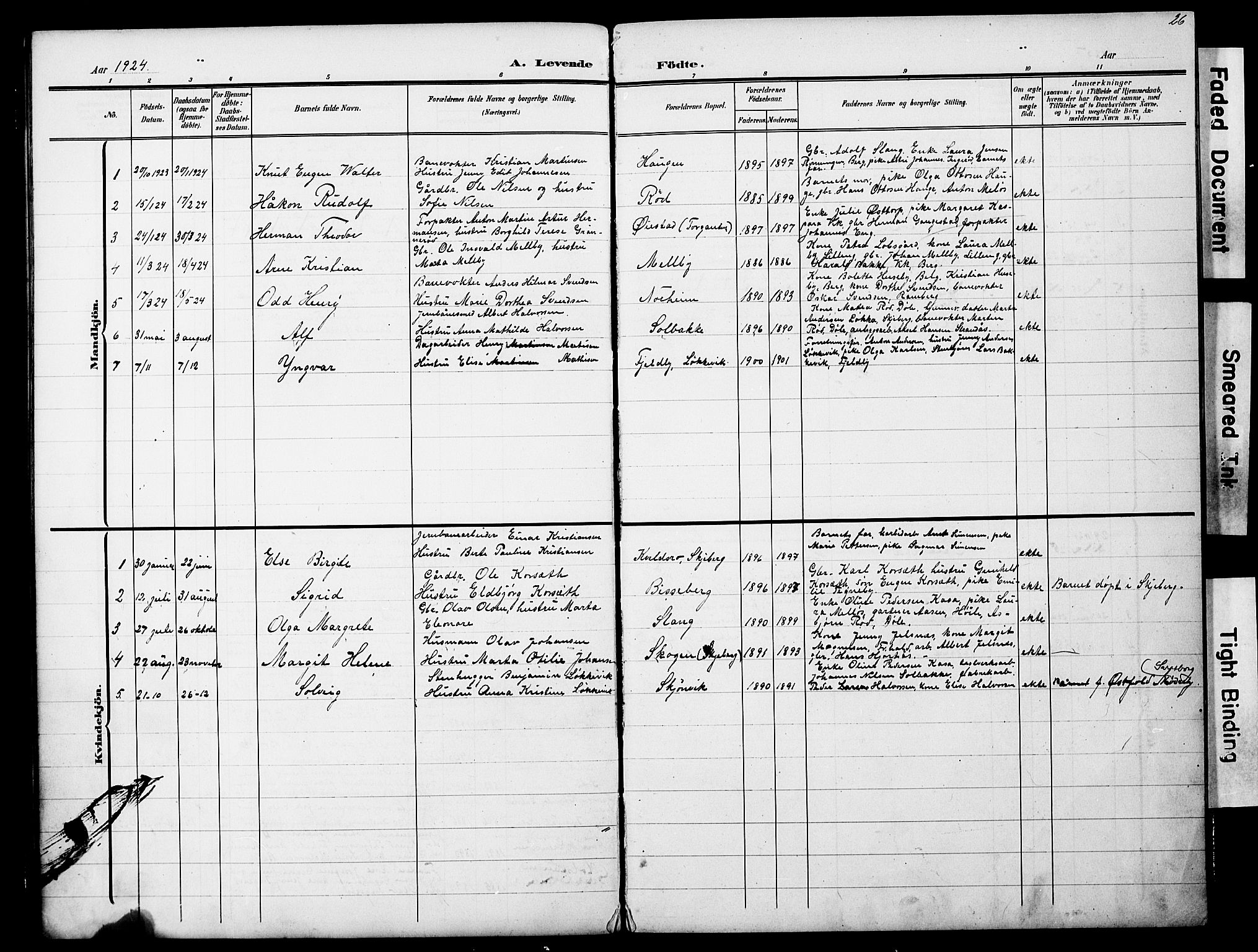 Skjeberg prestekontor Kirkebøker, AV/SAO-A-10923/G/Ge/L0001: Klokkerbok nr. V 1, 1901-1931, s. 26