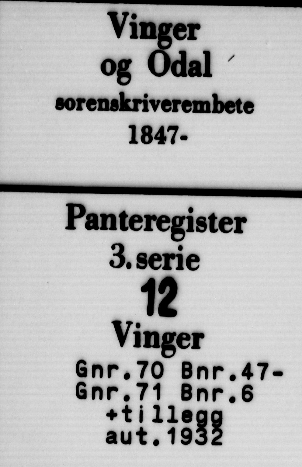 Vinger og Odal sorenskriveri, SAH/TING-022/H/Ha/Hac/Hacc/L0012: Panteregister nr. 3.12, 1923