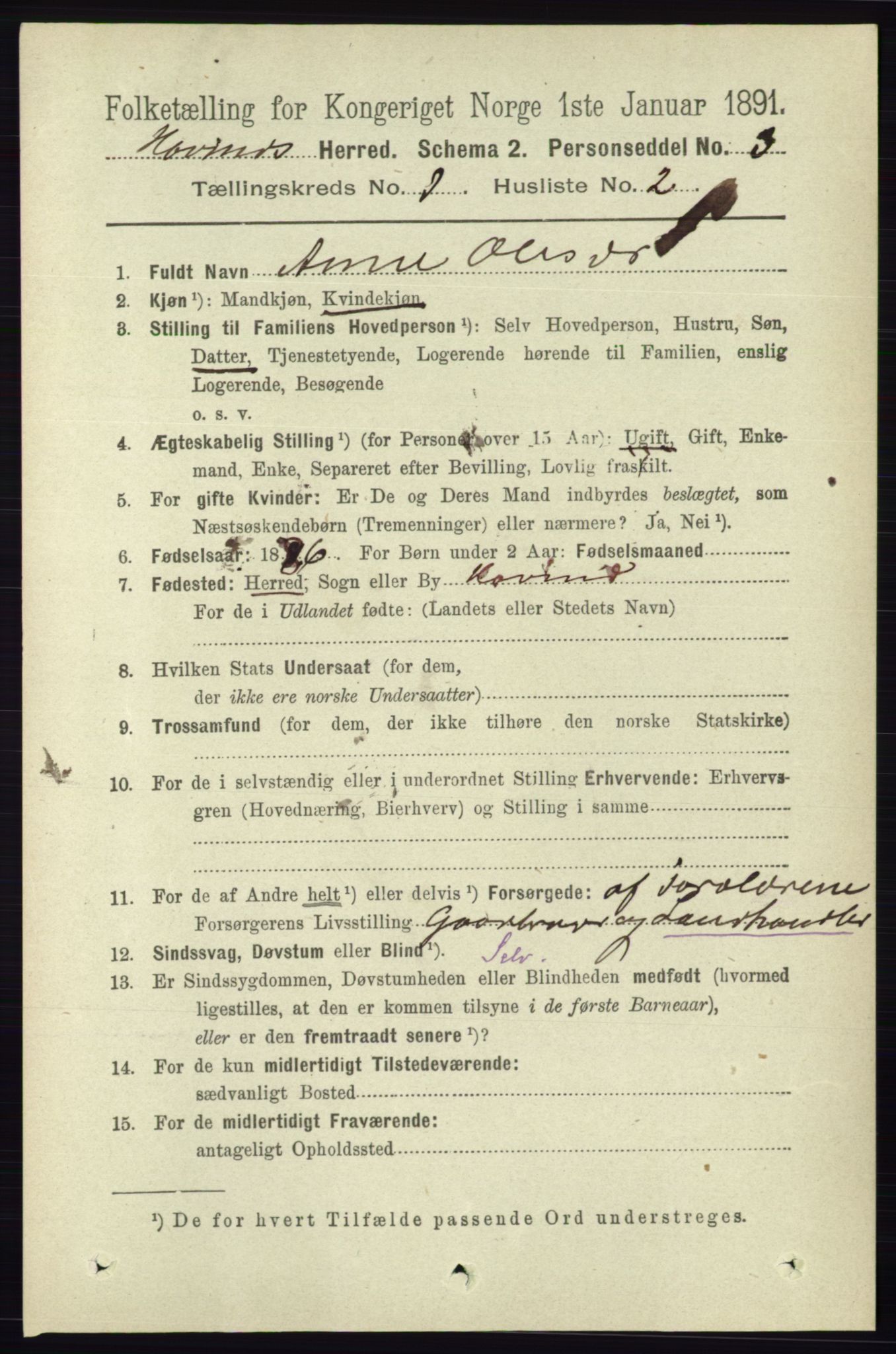 RA, Folketelling 1891 for 0825 Hovin herred, 1891, s. 93