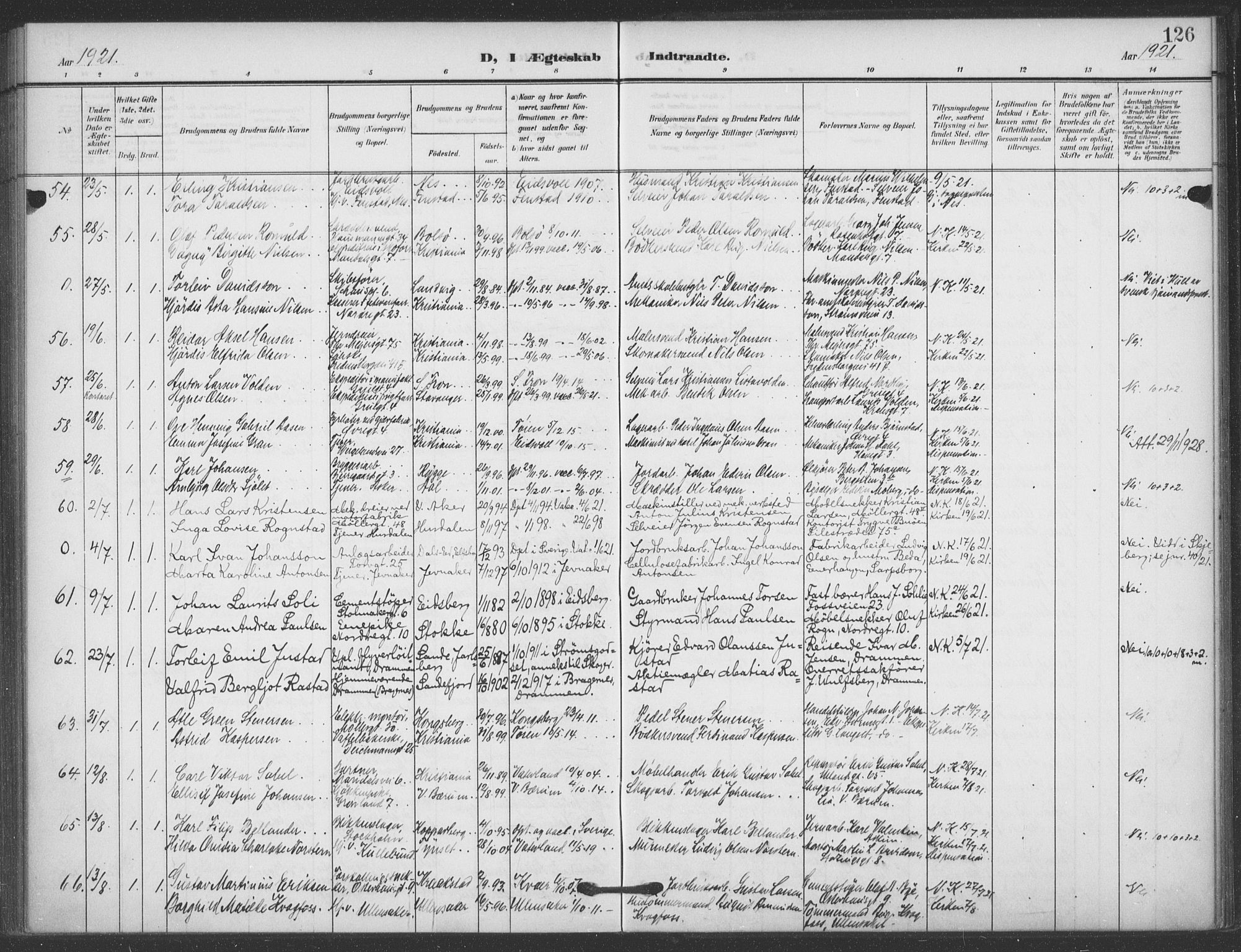 Jakob prestekontor Kirkebøker, AV/SAO-A-10850/F/Fa/L0010: Ministerialbok nr. 10, 1908-1922, s. 126
