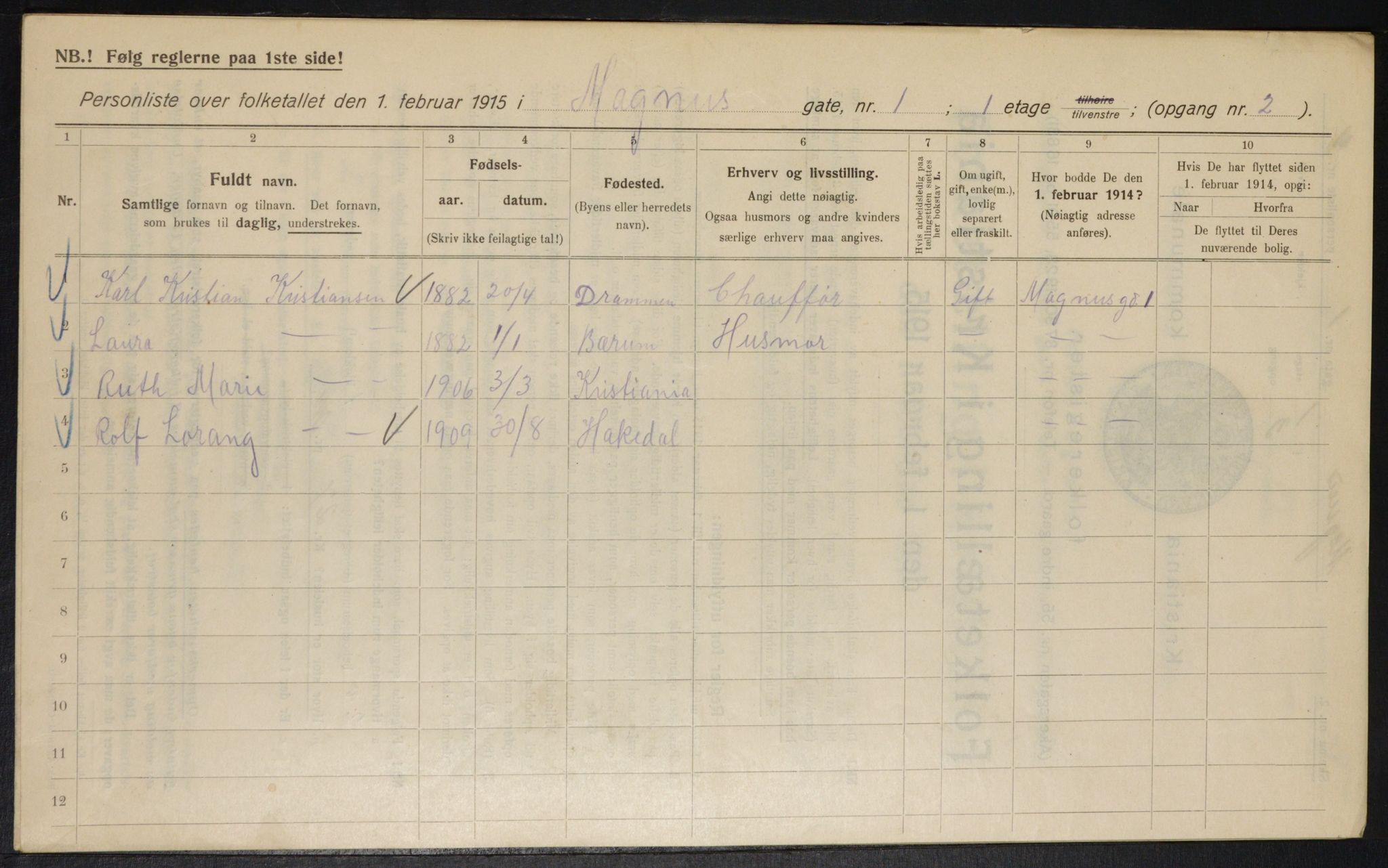 OBA, Kommunal folketelling 1.2.1915 for Kristiania, 1915, s. 58614