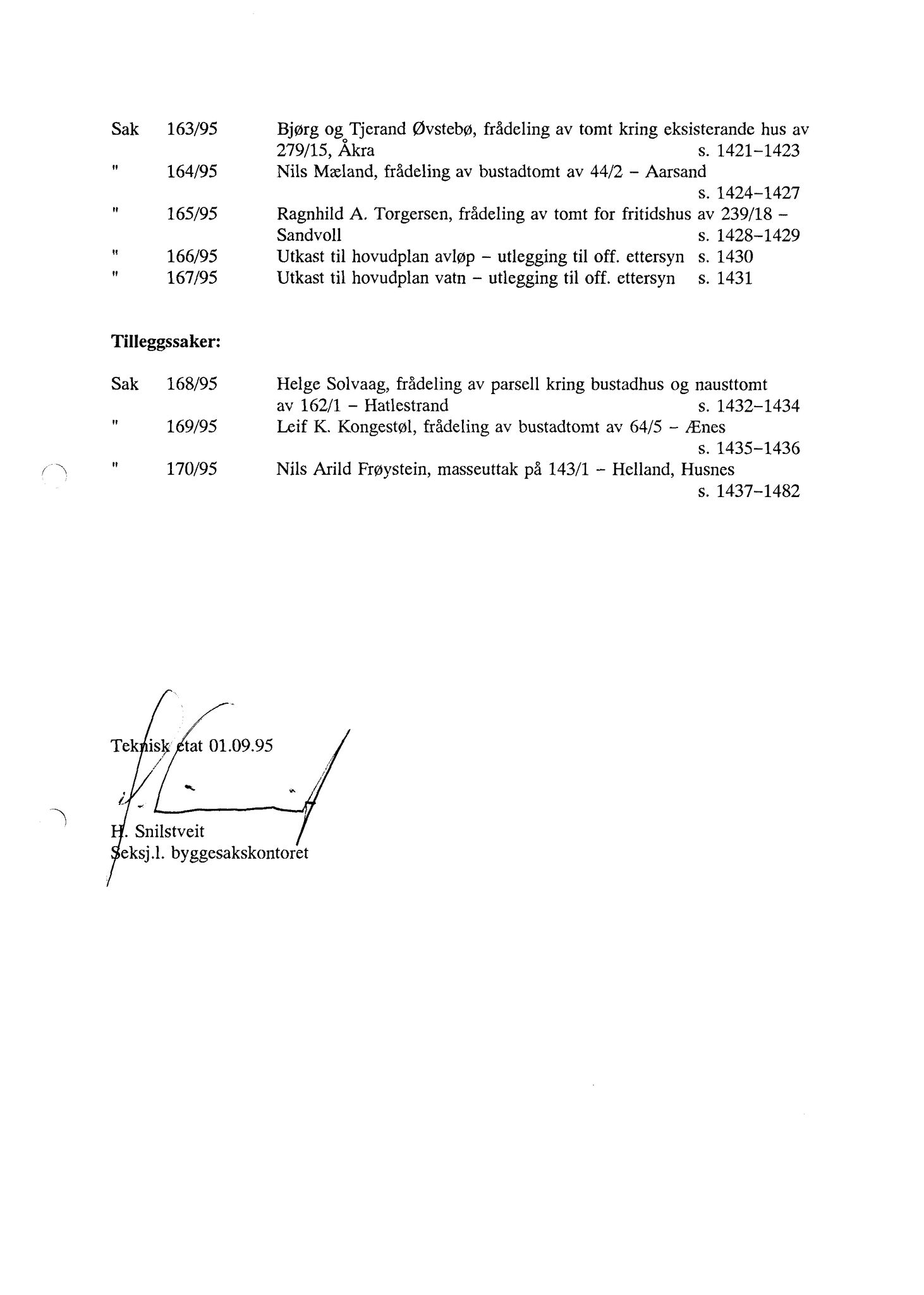 Kvinnherad kommune. Bygningsrådet , IKAH/1224-511/A/Aa/L0093: Møtebok for Kvinnherad bygningsråd, 1995