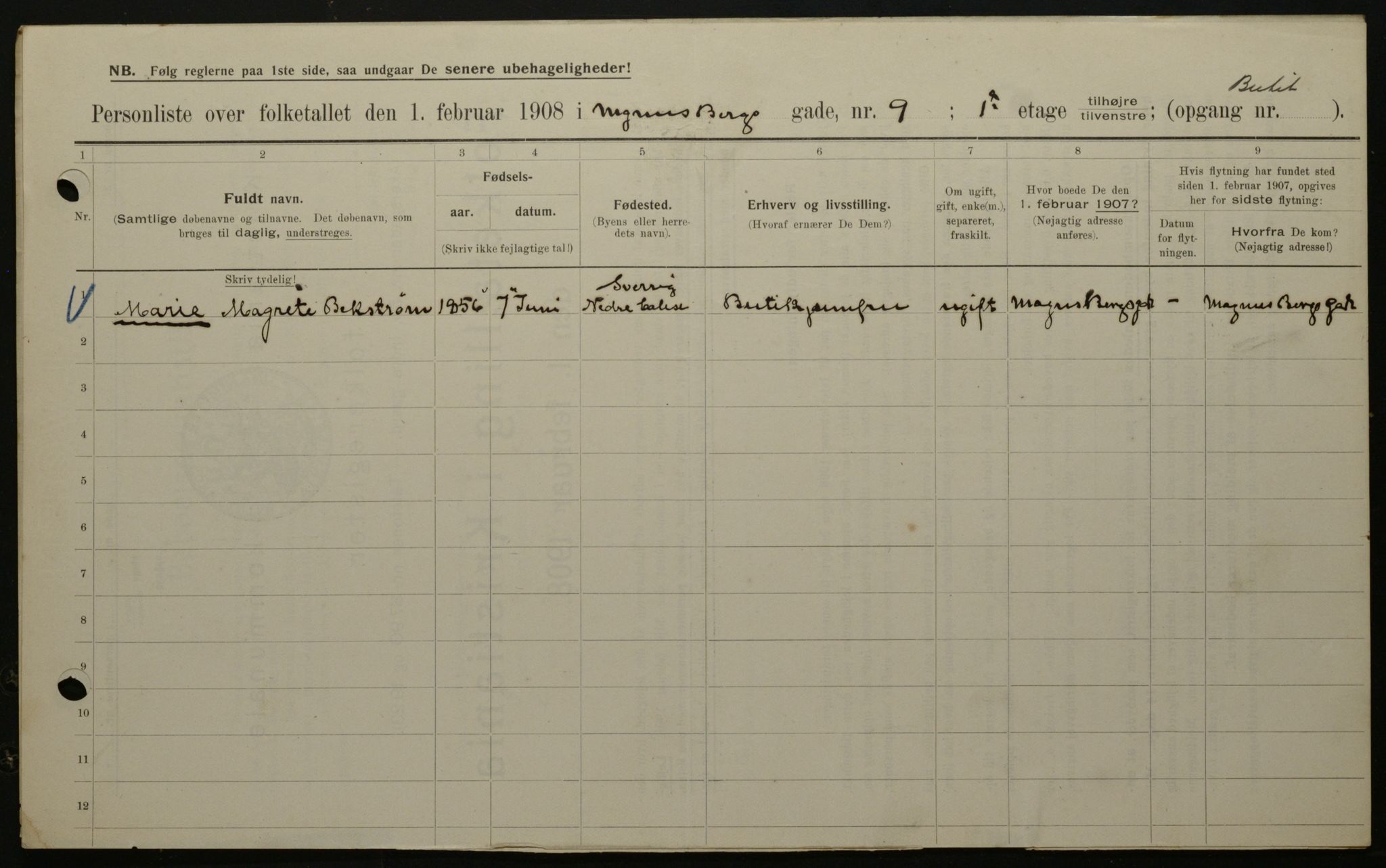 OBA, Kommunal folketelling 1.2.1908 for Kristiania kjøpstad, 1908, s. 52990