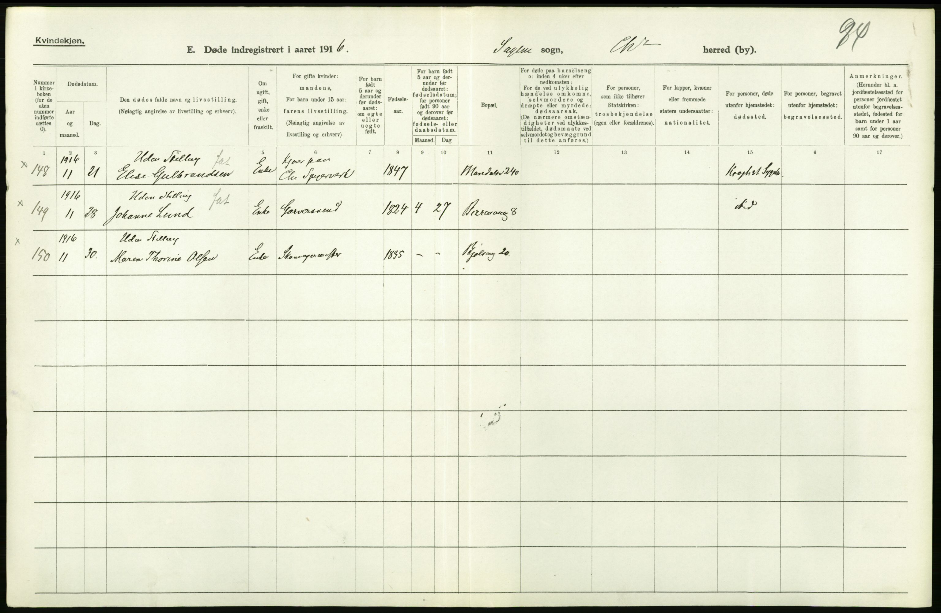 Statistisk sentralbyrå, Sosiodemografiske emner, Befolkning, AV/RA-S-2228/D/Df/Dfb/Dfbf/L0010: Kristiania: Døde, dødfødte., 1916, s. 218