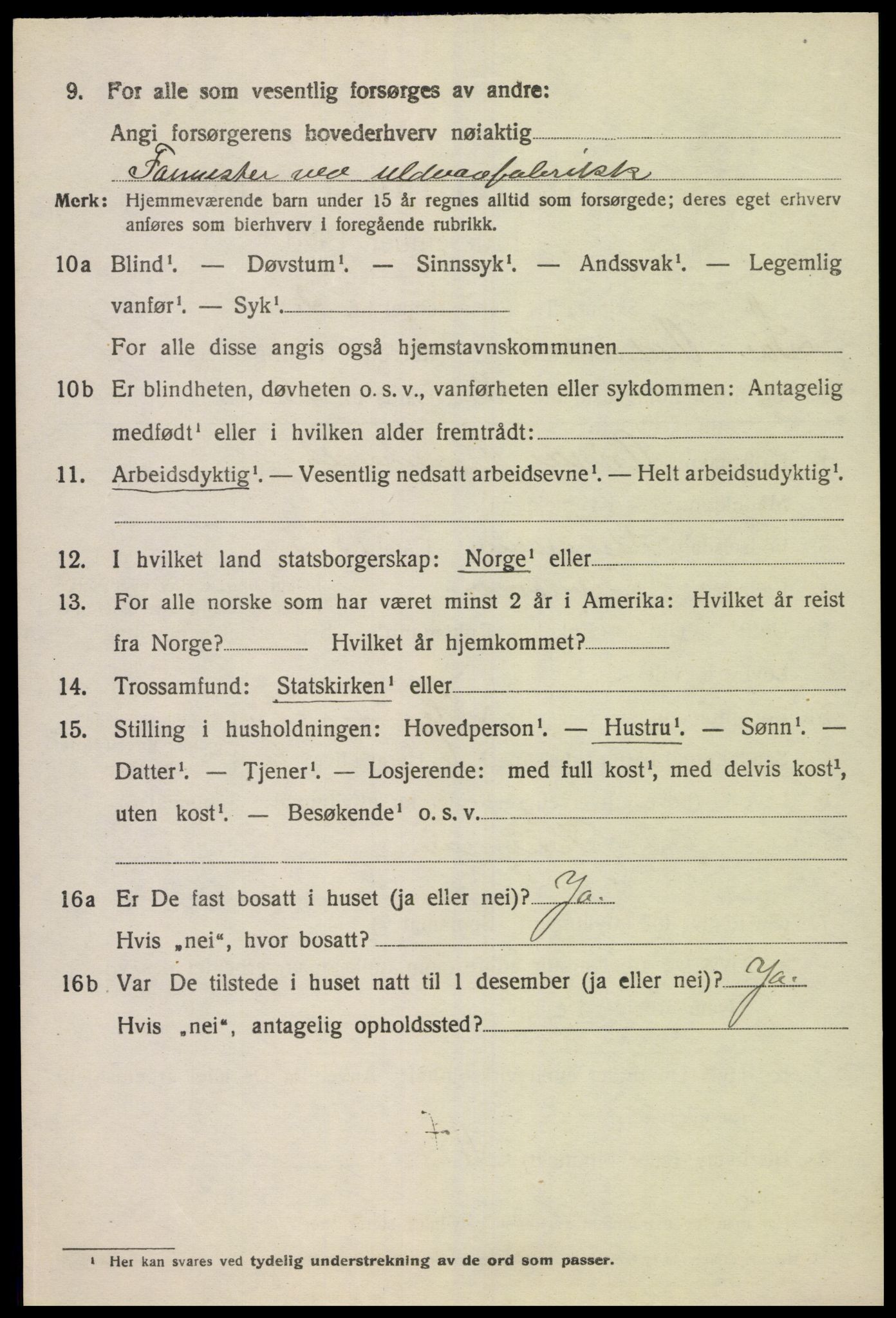 SAK, Folketelling 1920 for 1029 Sør-Audnedal herred, 1920, s. 2784