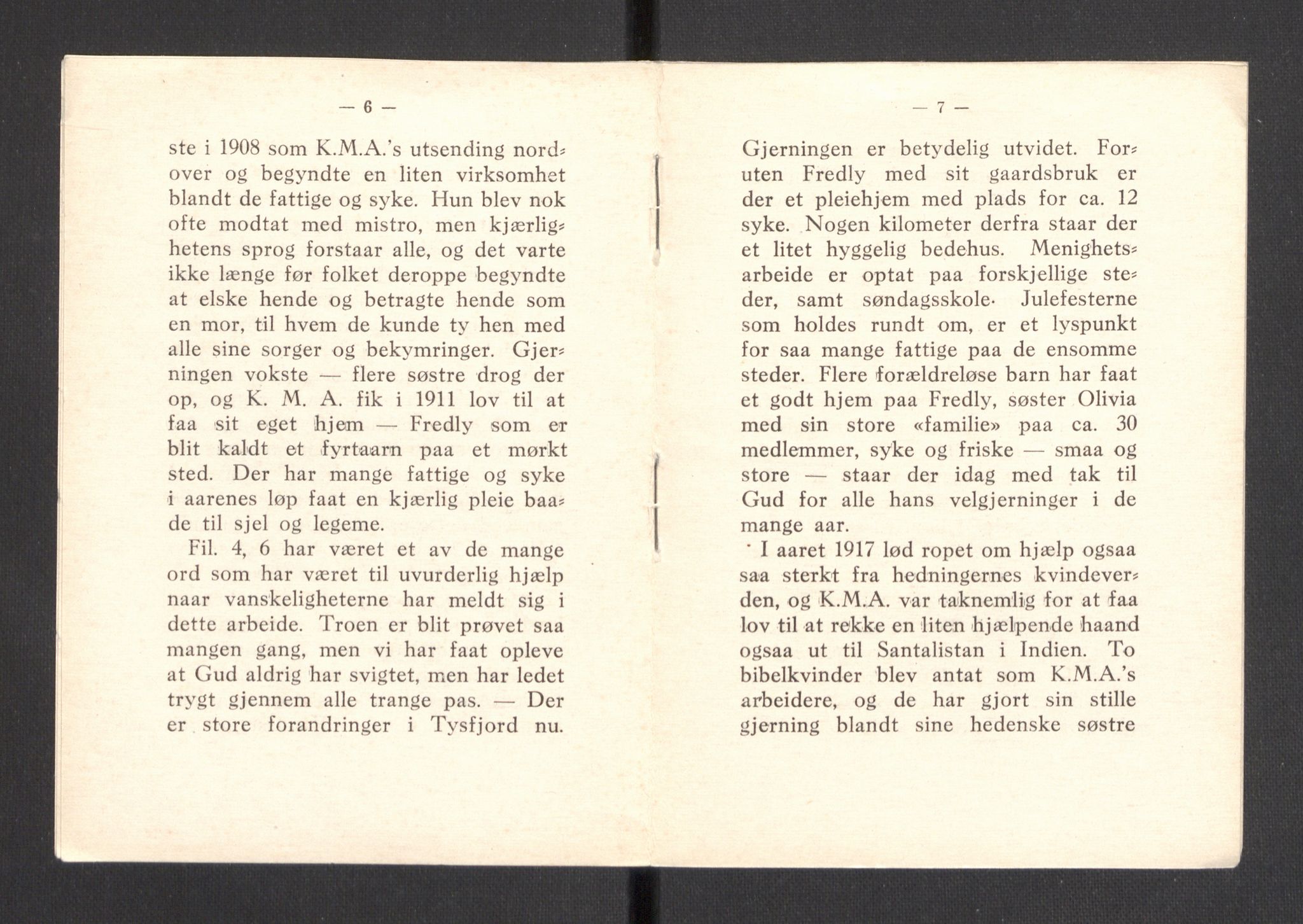 Kvinnelige Misjonsarbeidere, AV/RA-PA-0699/F/Fa/L0001/0008: -- / Trykte beretninger. 10-, 20, 25, og 30-årsjubileum, 1902-1932