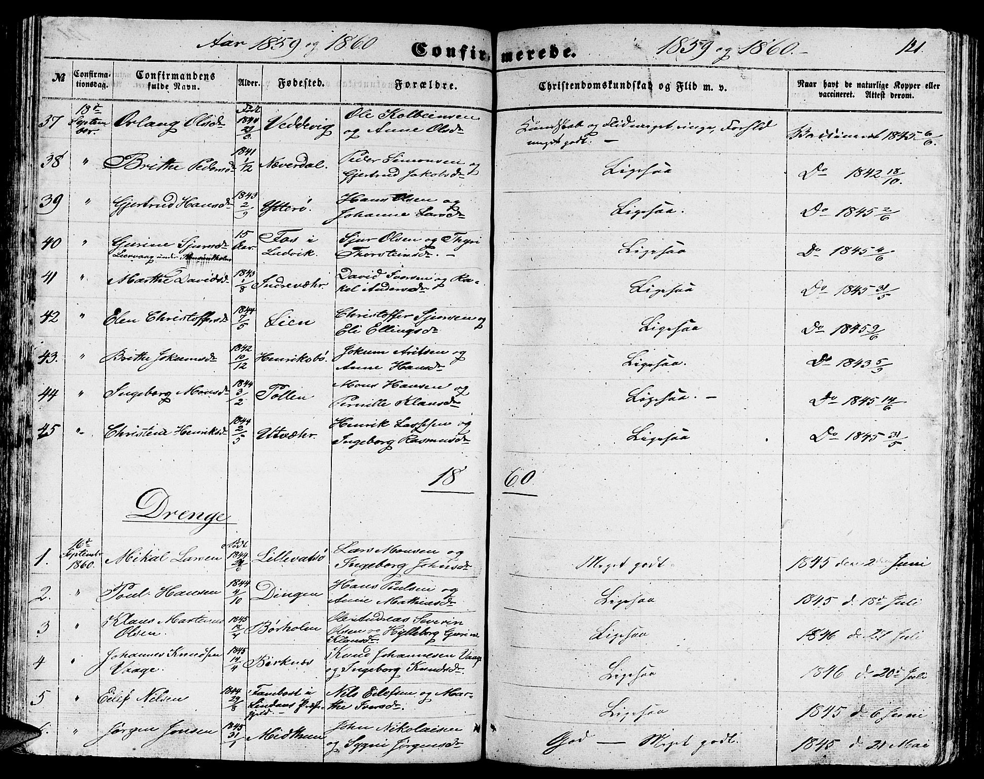 Gulen sokneprestembete, AV/SAB-A-80201/H/Hab/Habb/L0001: Klokkerbok nr. B 1, 1854-1866, s. 121