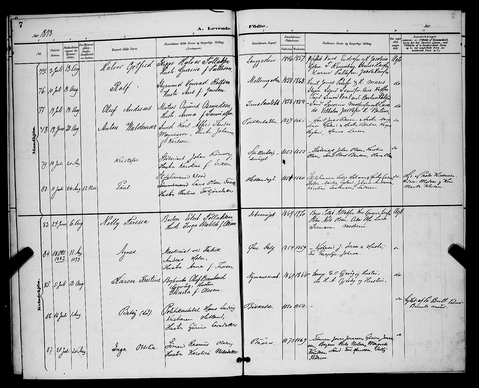 St. Johannes sokneprestkontor, AV/SAST-A-101814/001/30/30BB/L0003: Klokkerbok nr. B 3, 1893-1900, s. 7