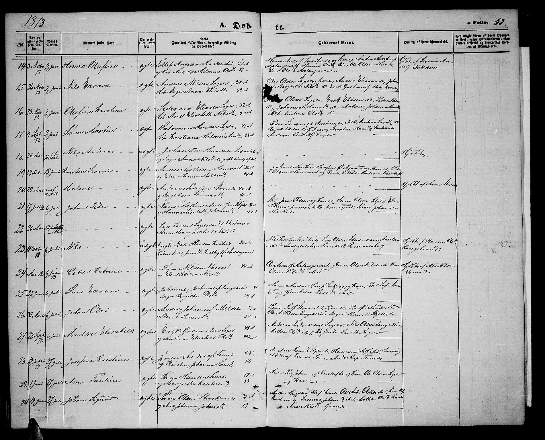 Balsfjord sokneprestembete, AV/SATØ-S-1303/G/Ga/L0006klokker: Klokkerbok nr. 6, 1863-1878, s. 53
