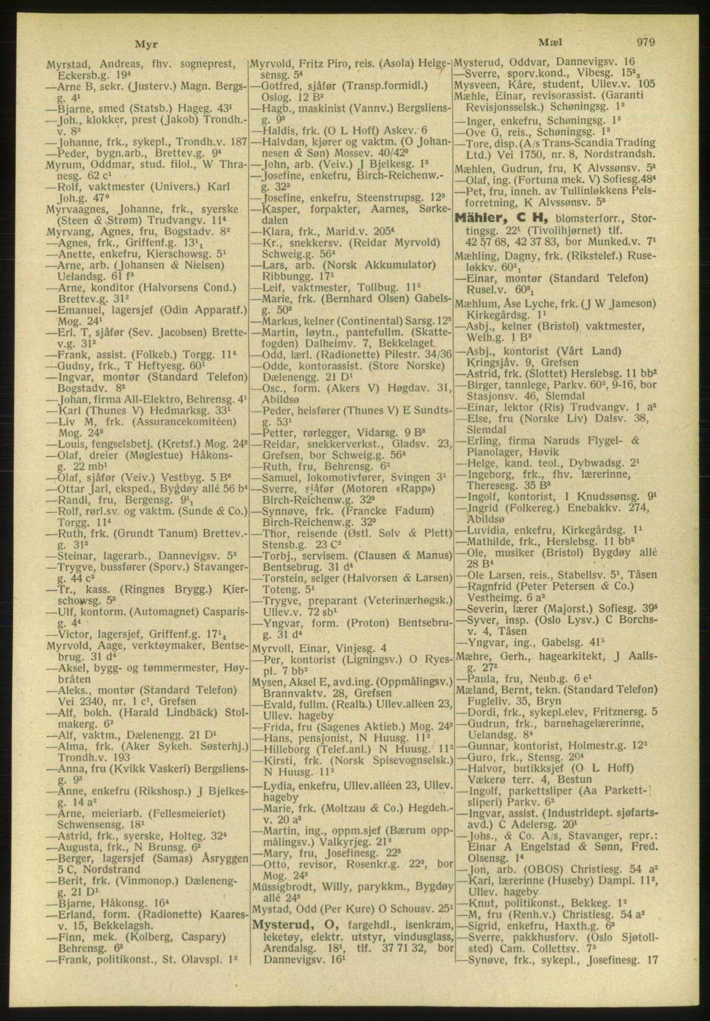 Kristiania/Oslo adressebok, PUBL/-, 1951, s. 979