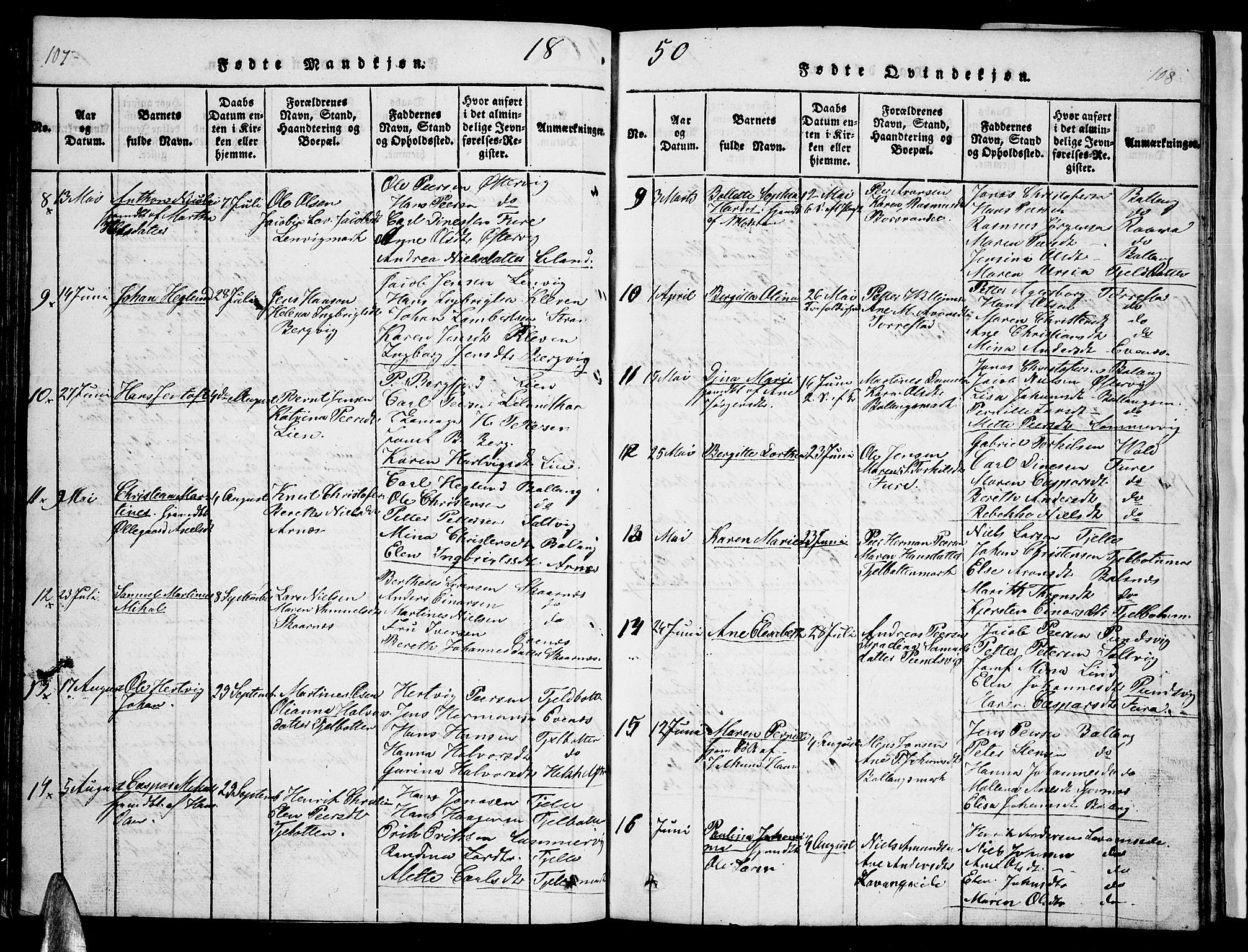 Ministerialprotokoller, klokkerbøker og fødselsregistre - Nordland, AV/SAT-A-1459/863/L0911: Klokkerbok nr. 863C01, 1821-1858, s. 107-108