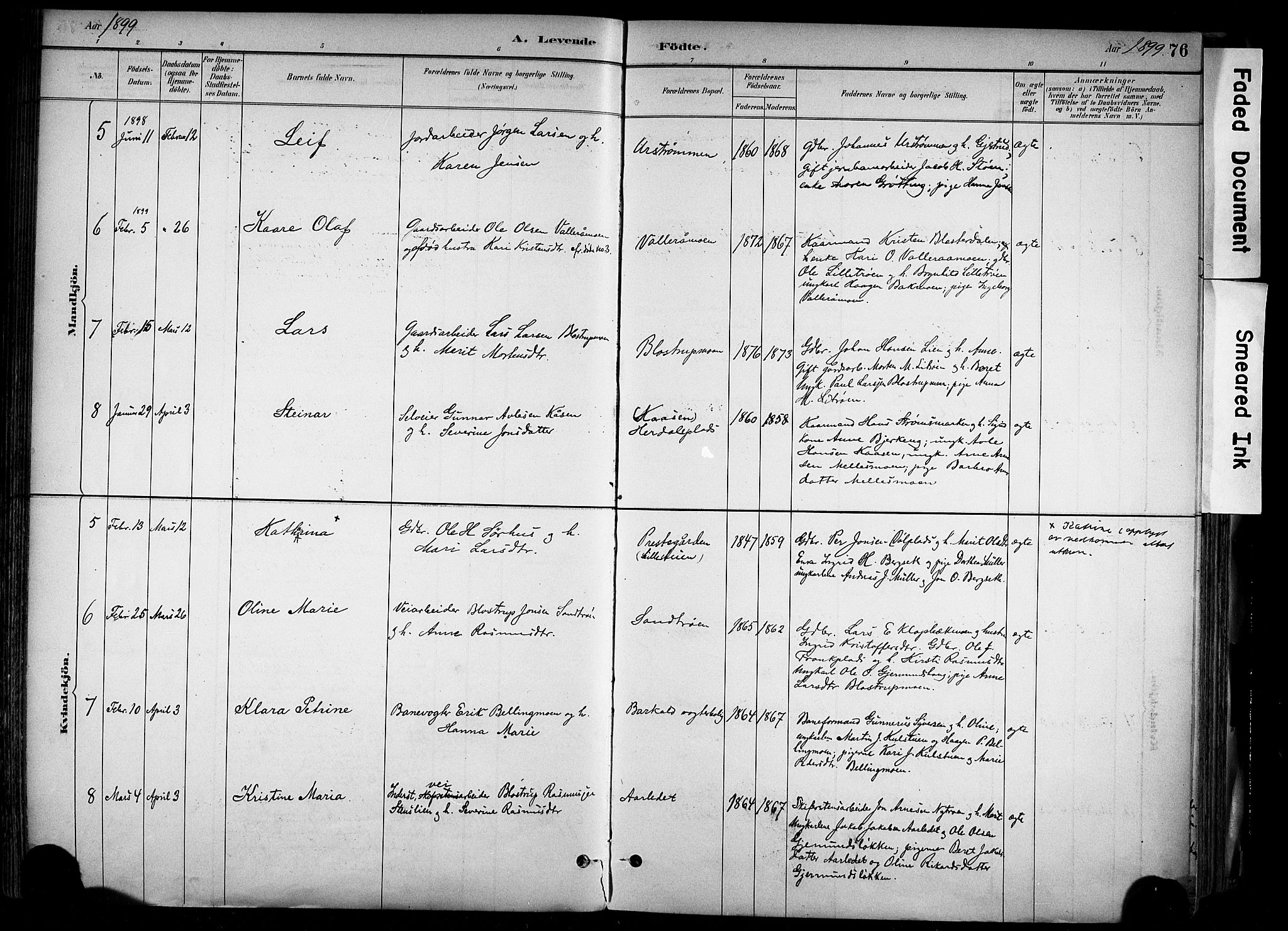 Alvdal prestekontor, AV/SAH-PREST-060/H/Ha/Haa/L0002: Ministerialbok nr. 2, 1883-1906, s. 76