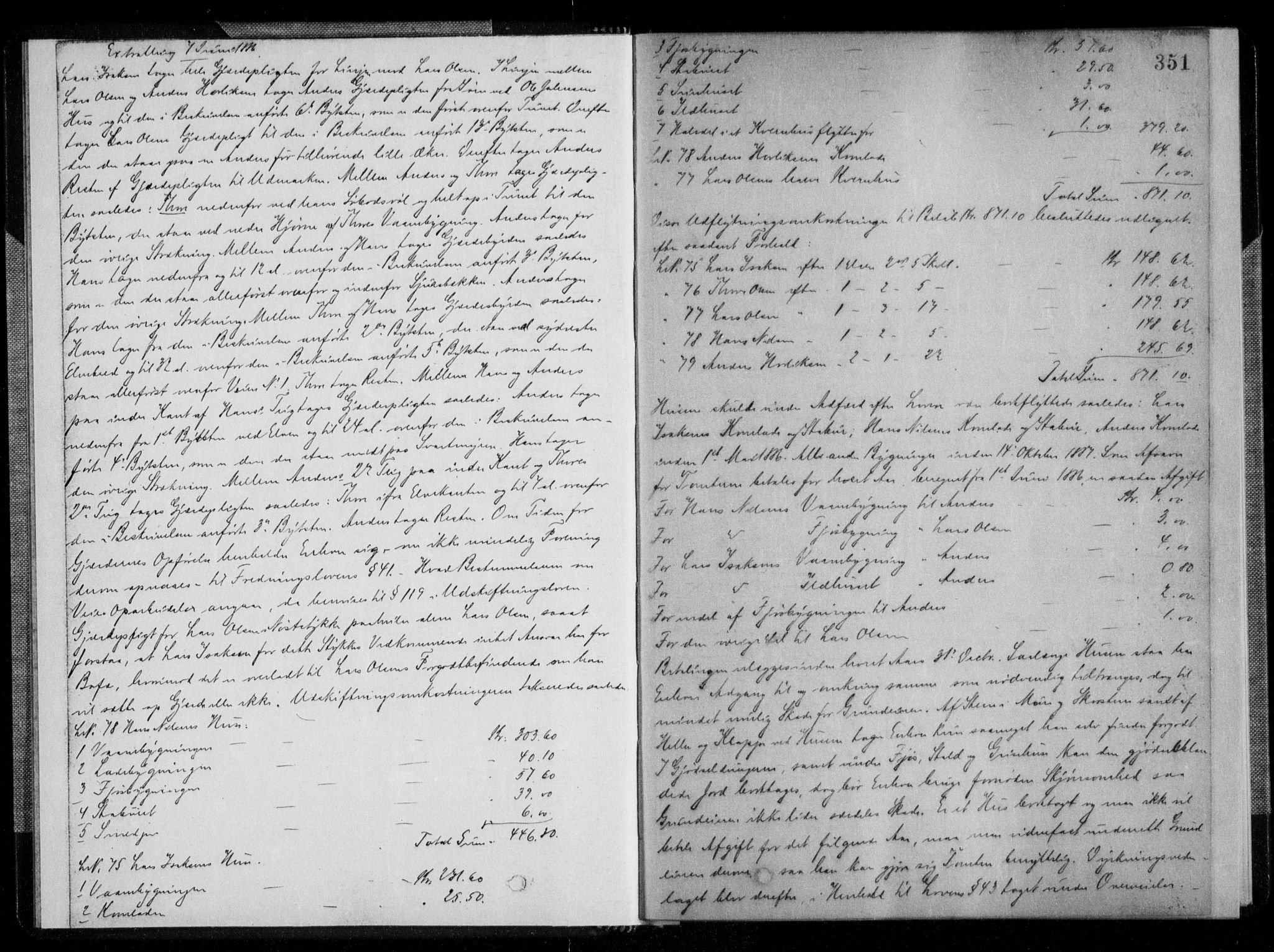 Nordmøre sorenskriveri, SAT/A-4132/1/2/2Ca/L0035: Pantebok nr. 25II, 1885-1887, s. 351