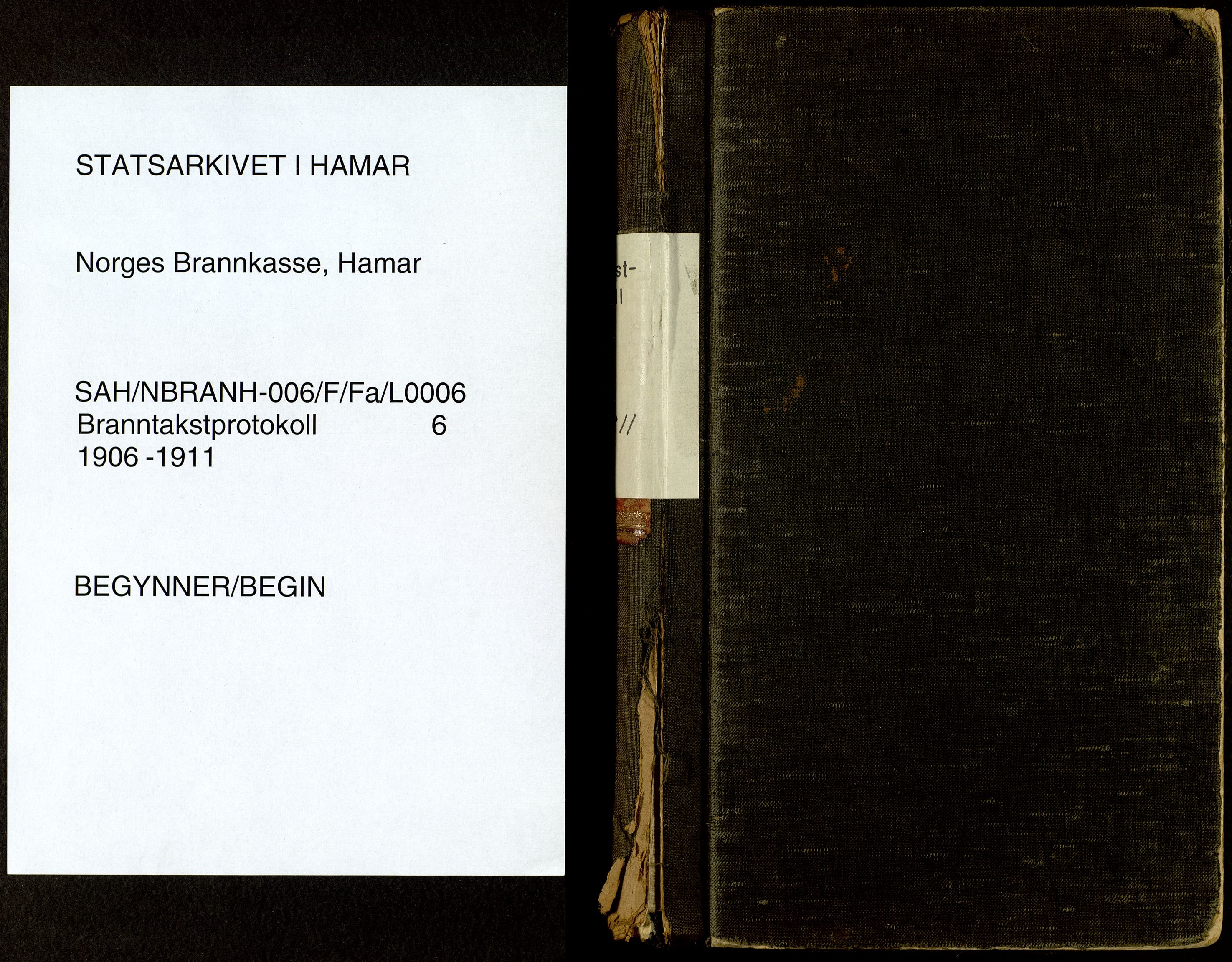 Norges Brannkasse, Hamar, SAH/NBRANH-006/F/Fa/L0006: Branntakstprotokoll, 1906-1911