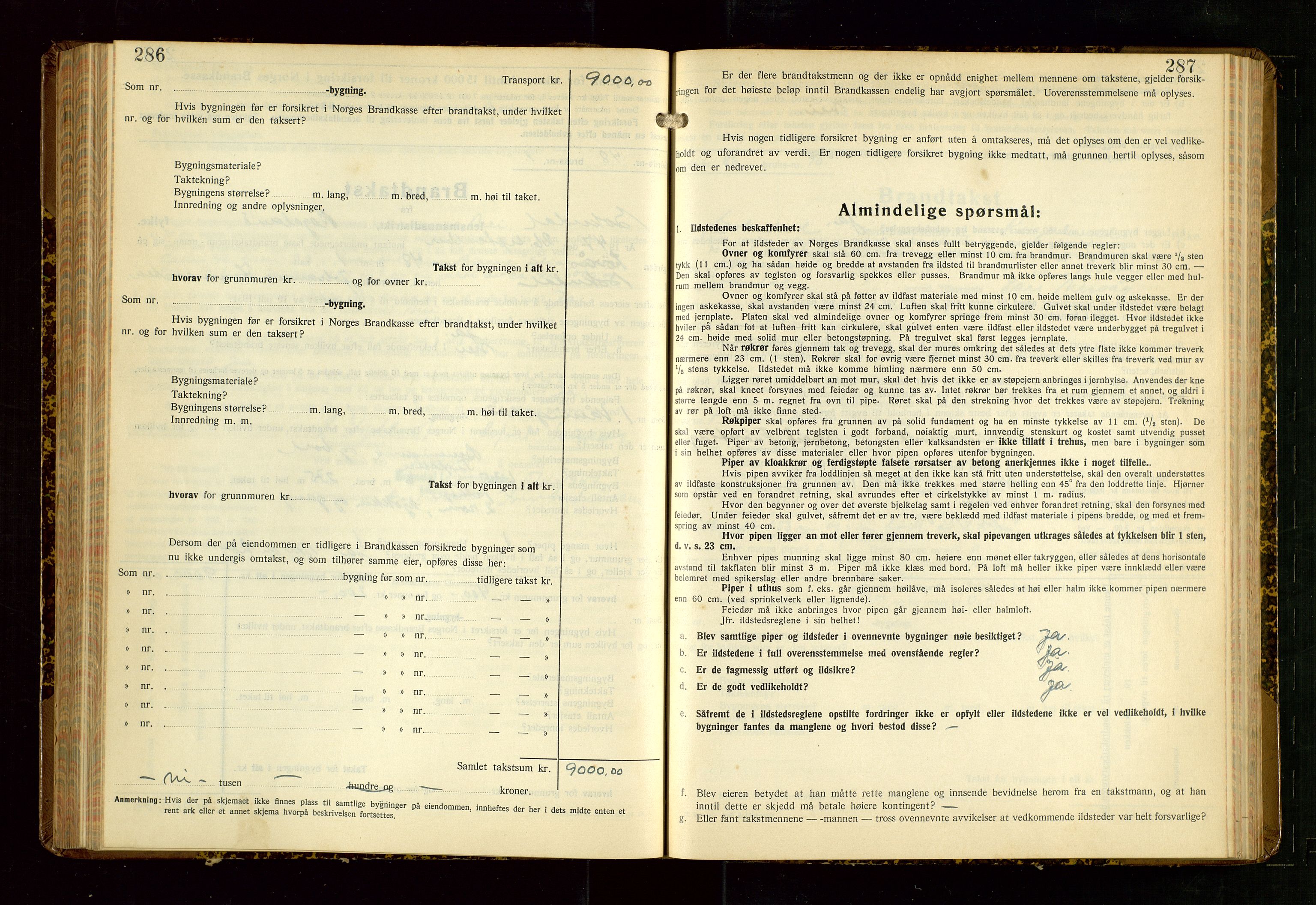 Sokndal lensmannskontor, AV/SAST-A-100417/Gob/L0008: "Brandtakst-Protokoll", 1937-1955, s. 286-287