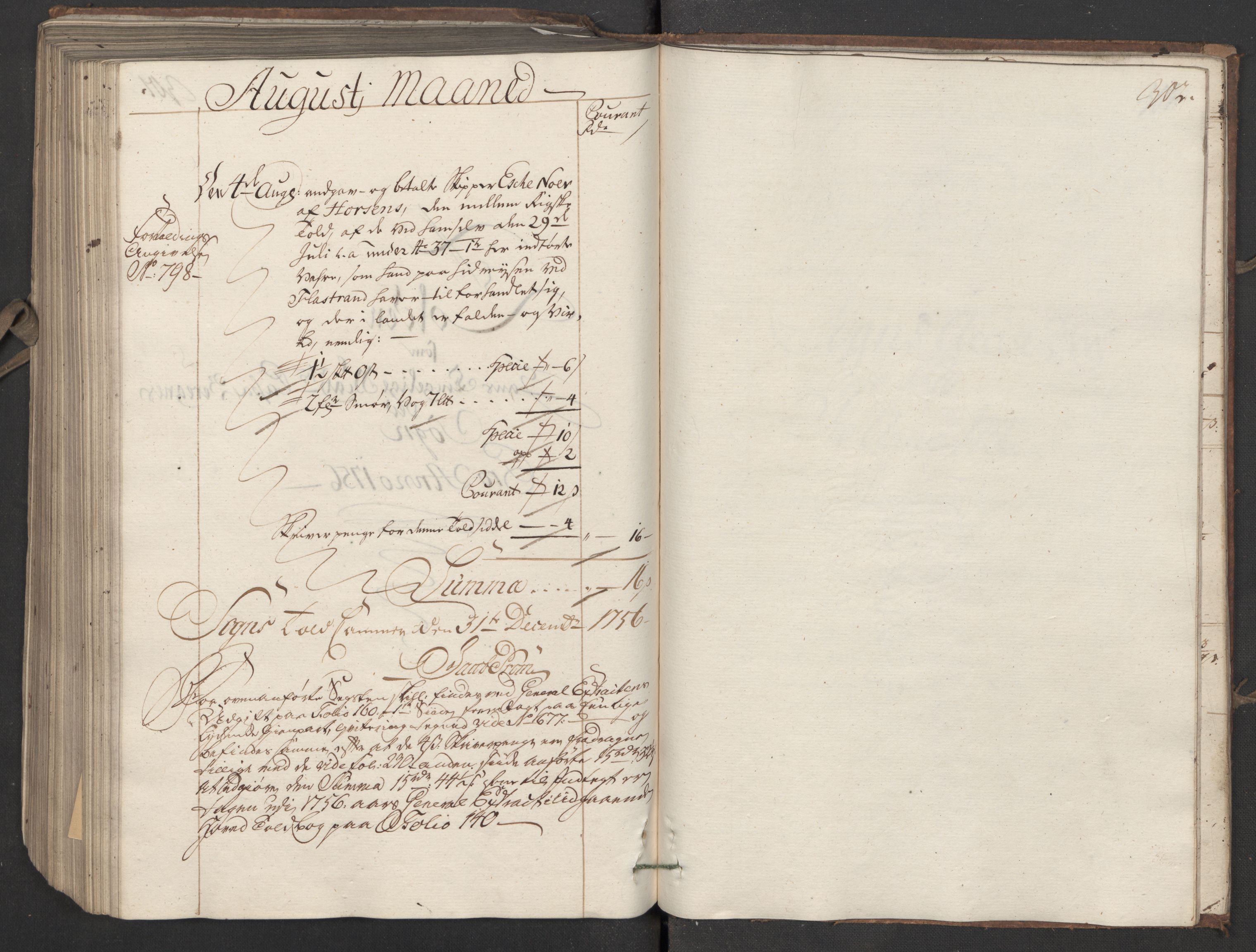 Generaltollkammeret, tollregnskaper, AV/RA-EA-5490/R05/L0026/0001: Tollregnskaper Moss, Son, Krokstad / Inngående hovedtollbok, 1756, s. 302