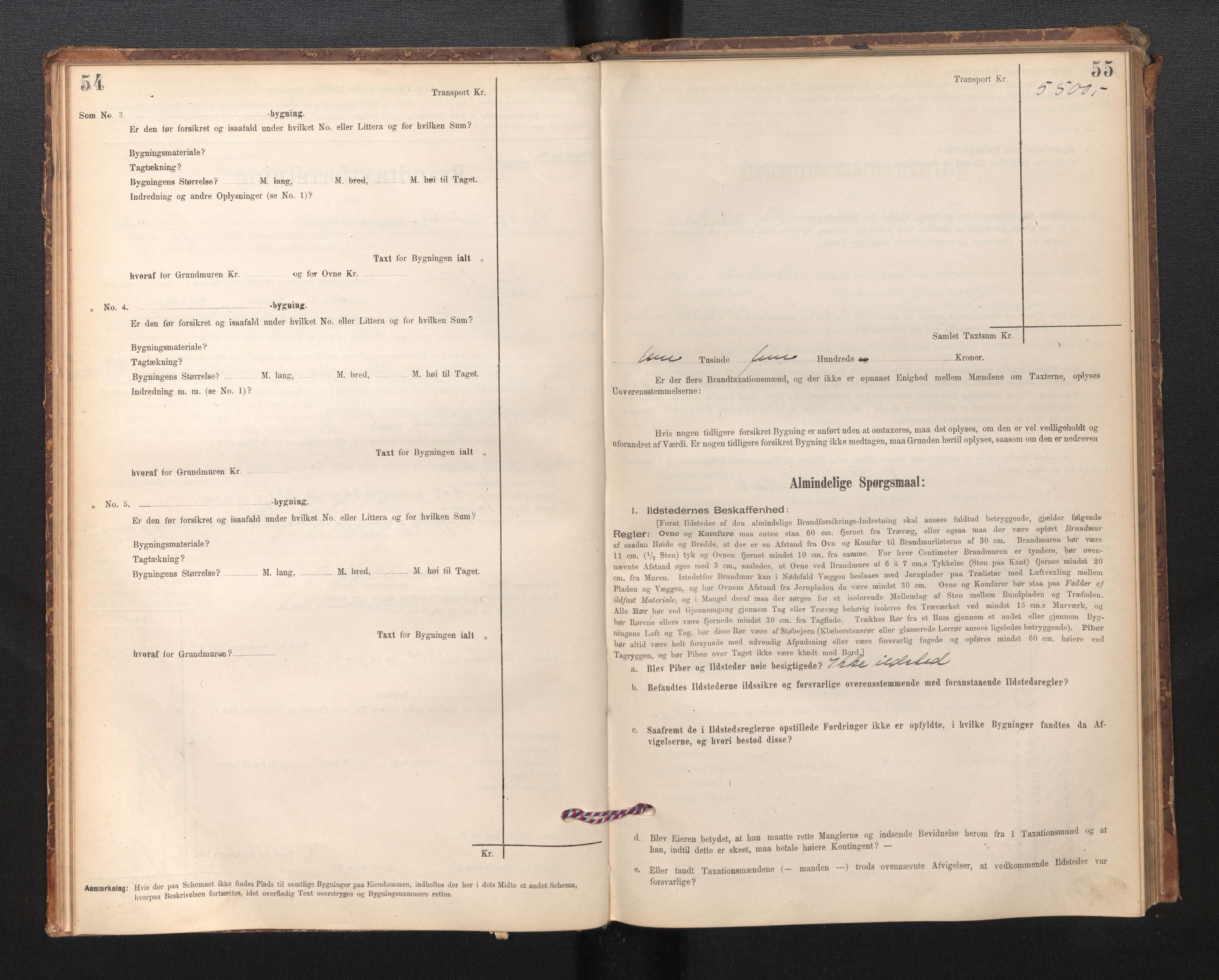Lensmannen i Kyrkjebø, SAB/A-29001/0012/L0006: Branntakstprotokoll, skjematakst, 1900-1939, s. 54-55