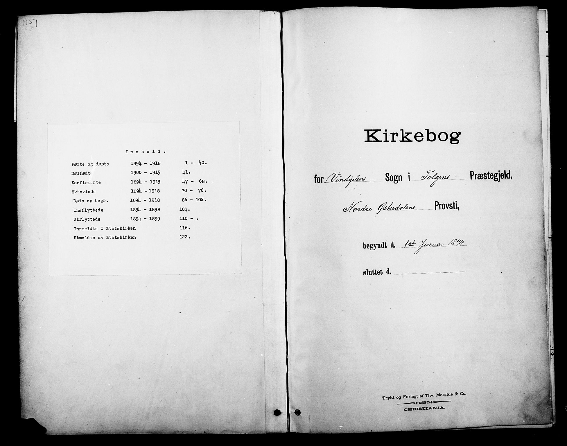 Tolga prestekontor, SAH/PREST-062/L/L0010: Klokkerbok nr. 10, 1894-1918