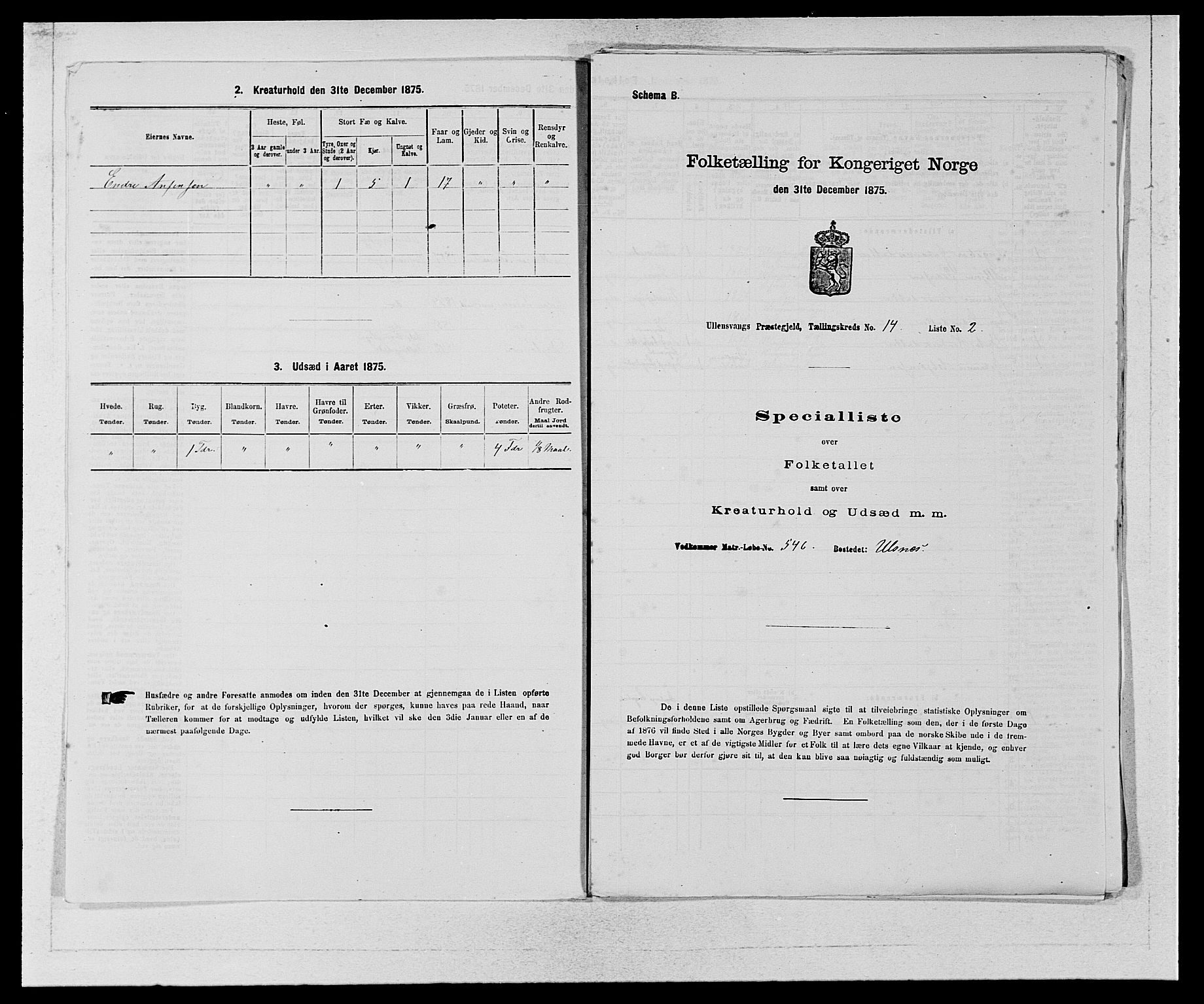 SAB, Folketelling 1875 for 1230P Ullensvang prestegjeld, 1875, s. 1392