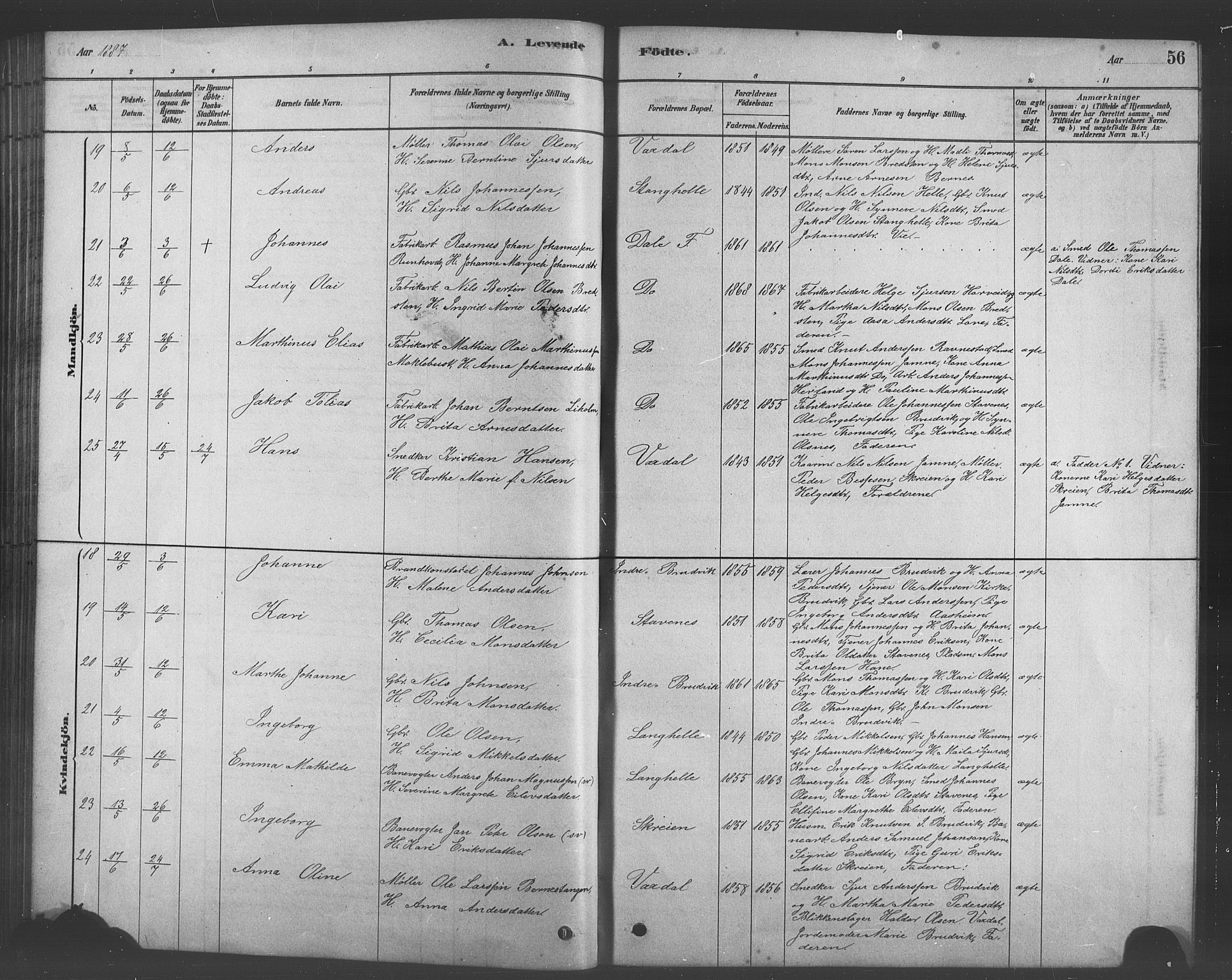 Bruvik Sokneprestembete, AV/SAB-A-74701/H/Hab: Klokkerbok nr. A 1, 1878-1907, s. 56