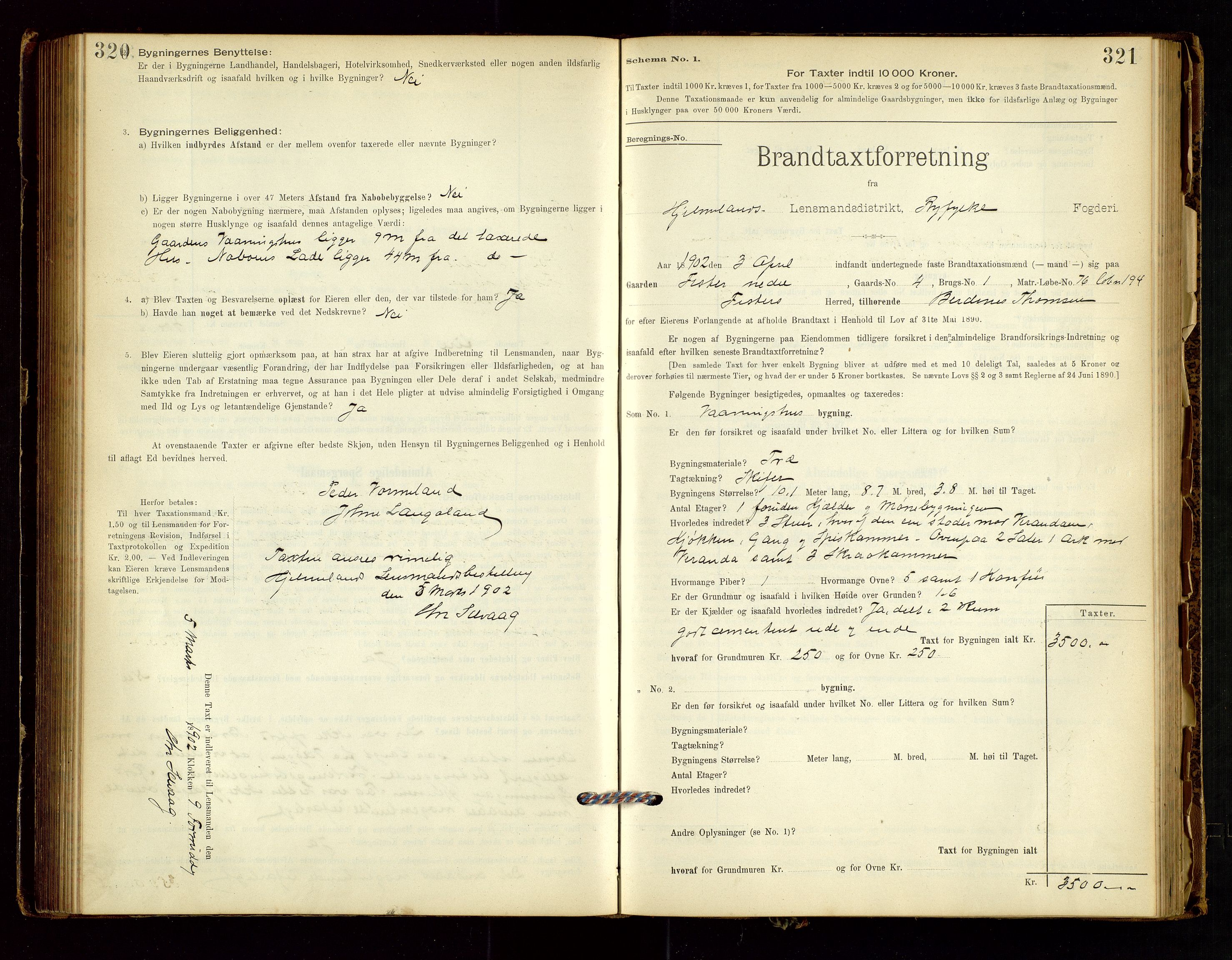 Hjelmeland lensmannskontor, SAST/A-100439/Gob/L0001: "Brandtaxationsprotokol", 1895-1932, s. 320-321