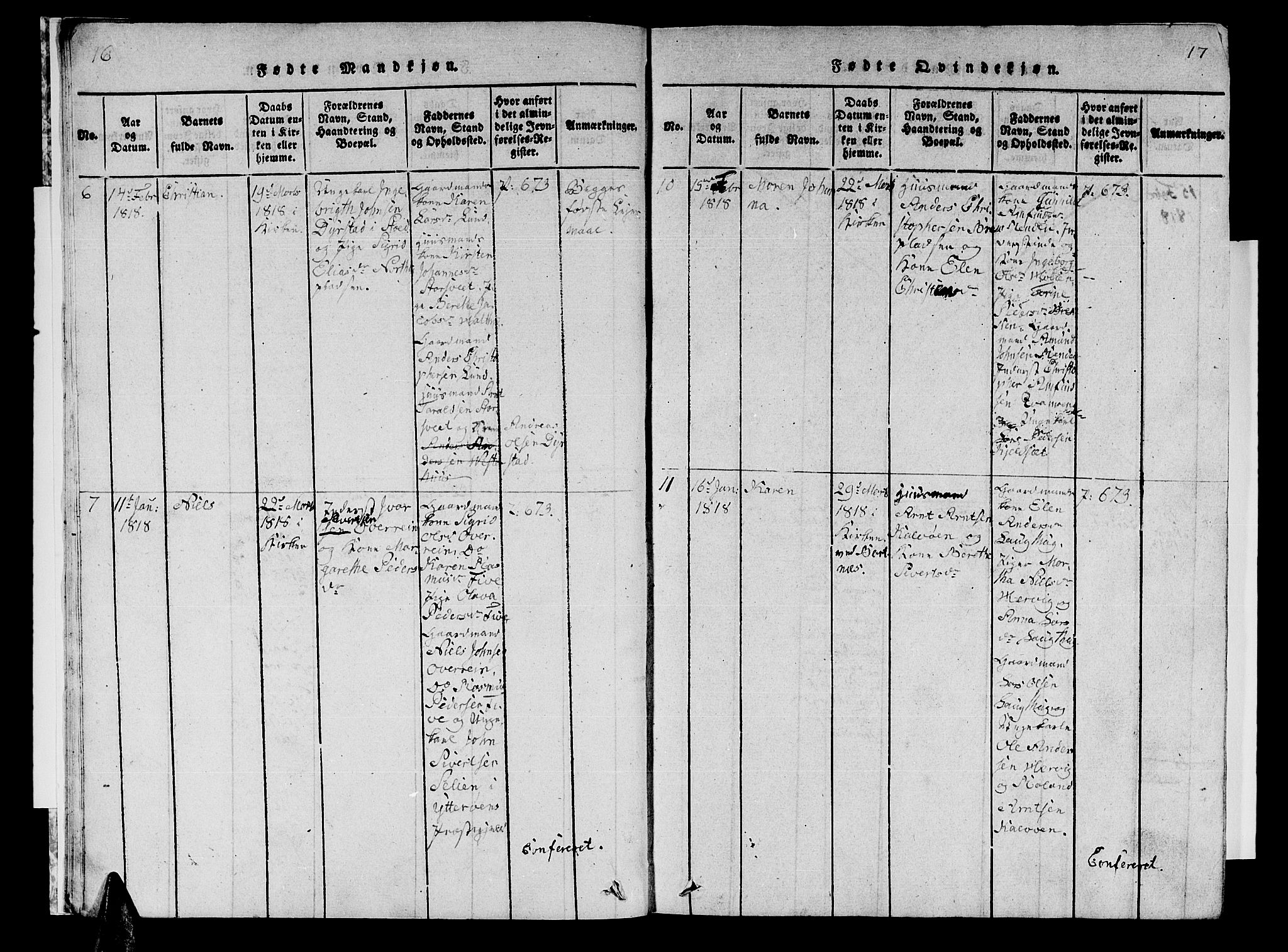 Ministerialprotokoller, klokkerbøker og fødselsregistre - Nord-Trøndelag, SAT/A-1458/741/L0400: Klokkerbok nr. 741C01, 1817-1825, s. 16-17