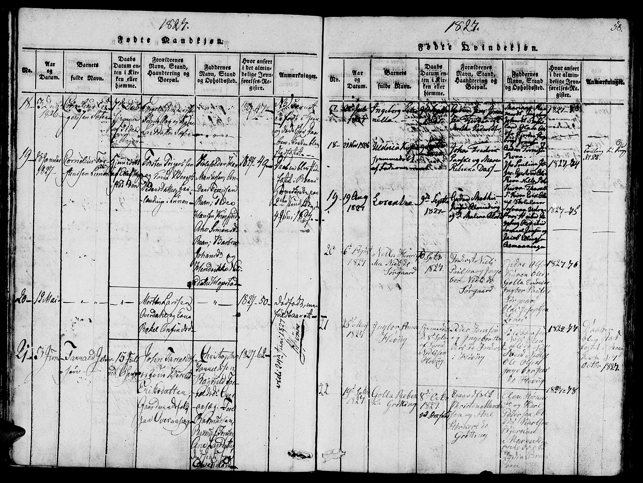 Ministerialprotokoller, klokkerbøker og fødselsregistre - Sør-Trøndelag, SAT/A-1456/657/L0702: Ministerialbok nr. 657A03, 1818-1831, s. 58