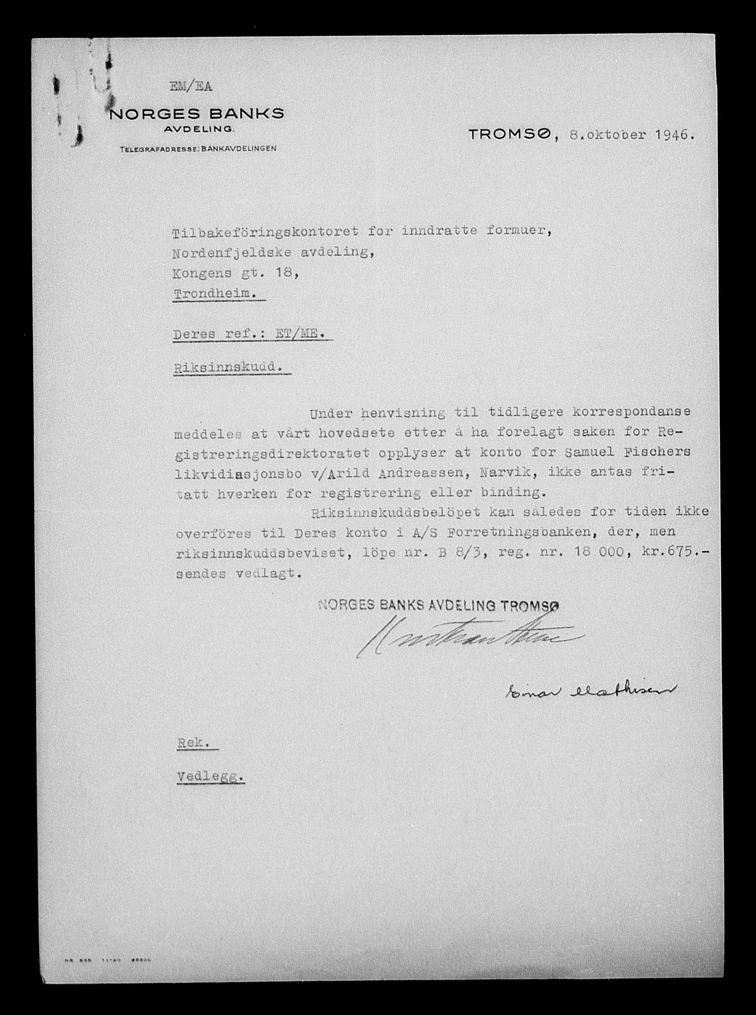 Justisdepartementet, Tilbakeføringskontoret for inndratte formuer, AV/RA-S-1564/H/Hc/Hcb/L0913: --, 1945-1947, s. 16