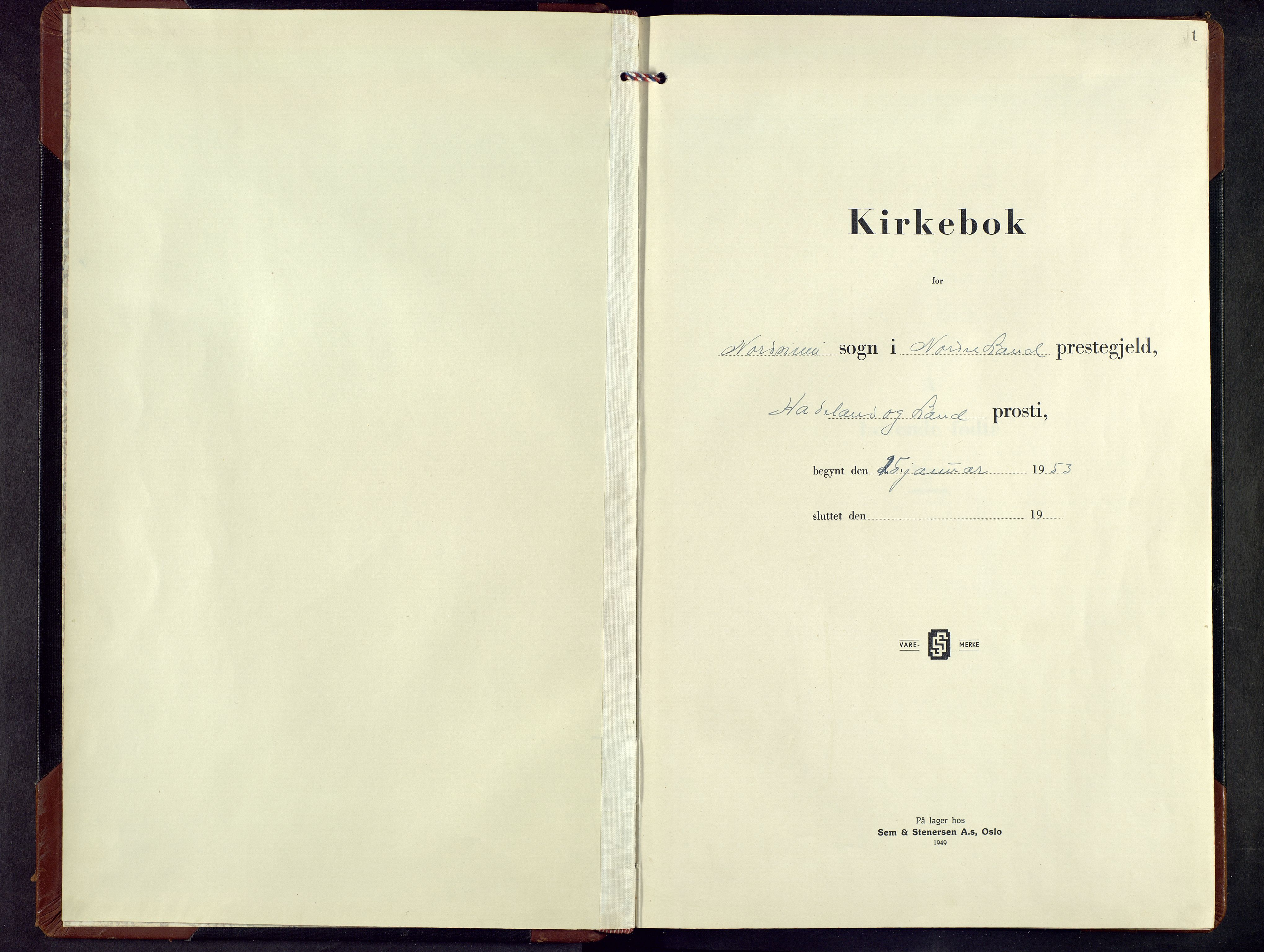 Nordre Land prestekontor, SAH/PREST-124/H/Ha/Hab/L0008: Klokkerbok nr. 8, 1953-1974, s. 1