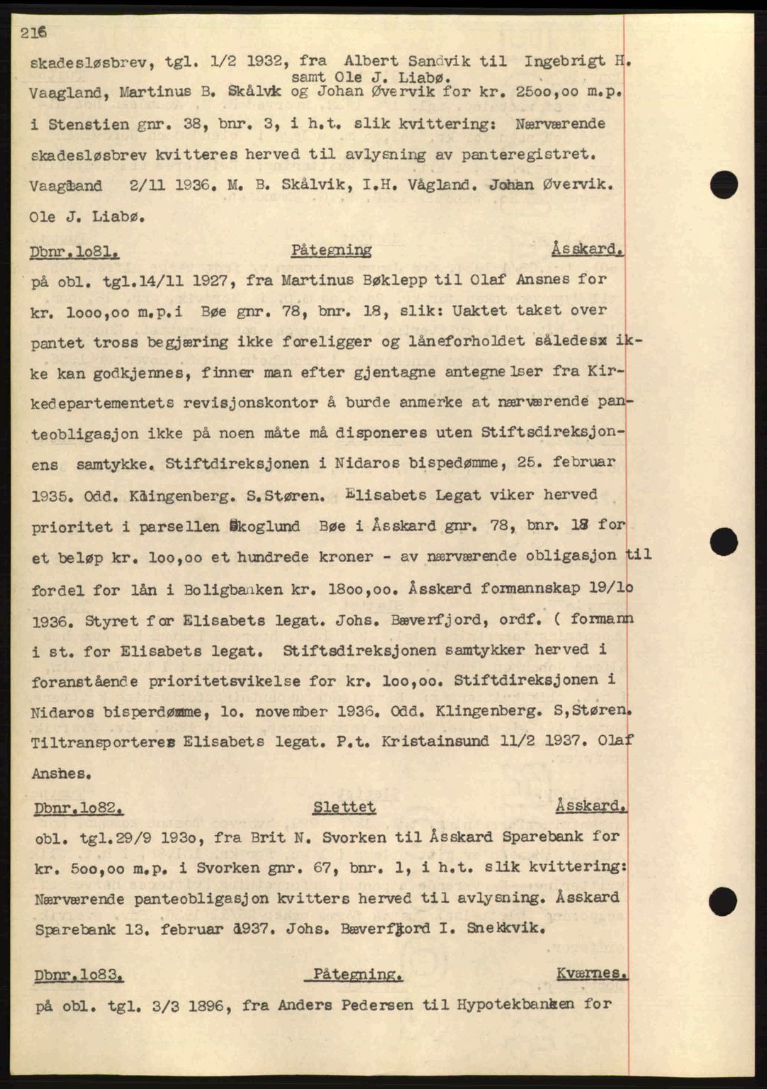 Nordmøre sorenskriveri, SAT/A-4132/1/2/2Ca: Pantebok nr. C80, 1936-1939, Dagboknr: 1081/1937